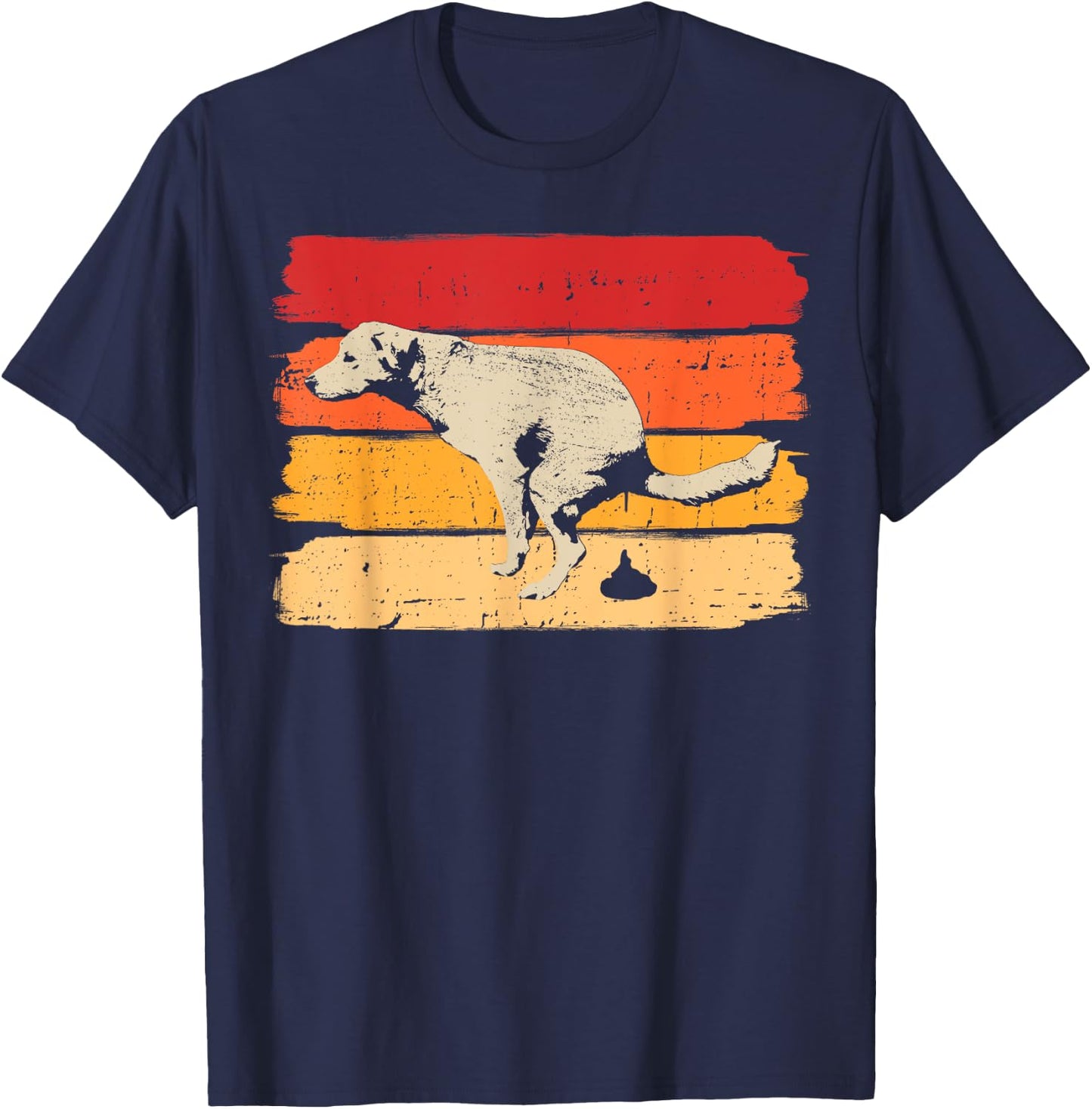 Retro Dog Pooping Pet Walking for Canine Owner Women T-Shirt - T-Shirt | Navy