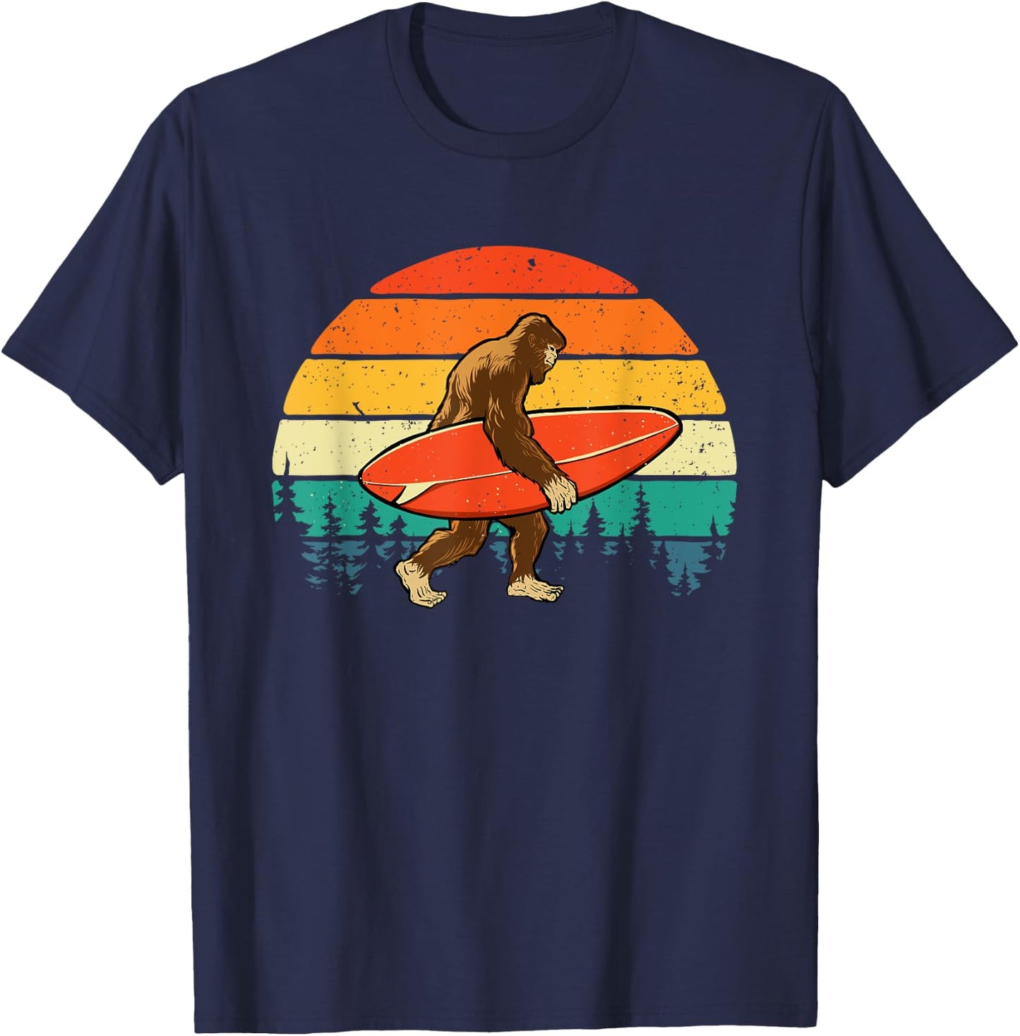 Bigfoot Surfer - Retro Surfingboard Surfing Beach Surfboard T-Shirt - T-Shirt | Navy