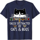 Funny Entomologist Saying Easily Distracted By Cats And Bugs T-Shirt - T-Shirt | Navy