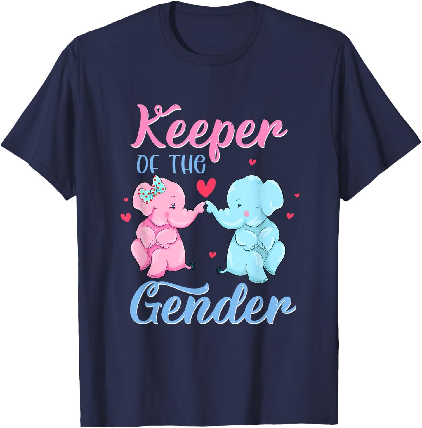 Keeper of The Gender Elephant Pink or Blue Gender Reveal T-Shirt - T-Shirt | Navy