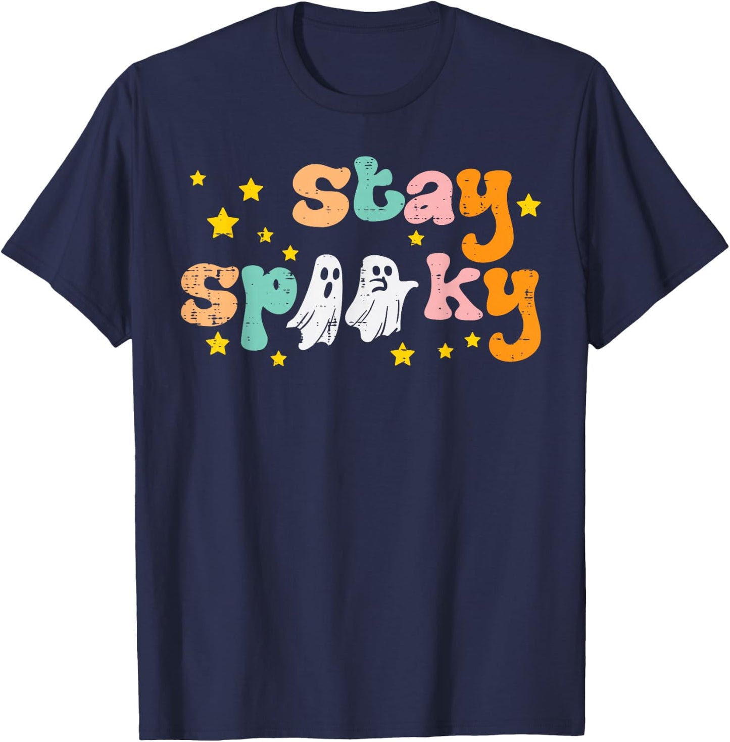 Spooky Ghosts Retro Vintage Halloween Costume Men Women Kids T-Shirt - T-Shirt | Navy