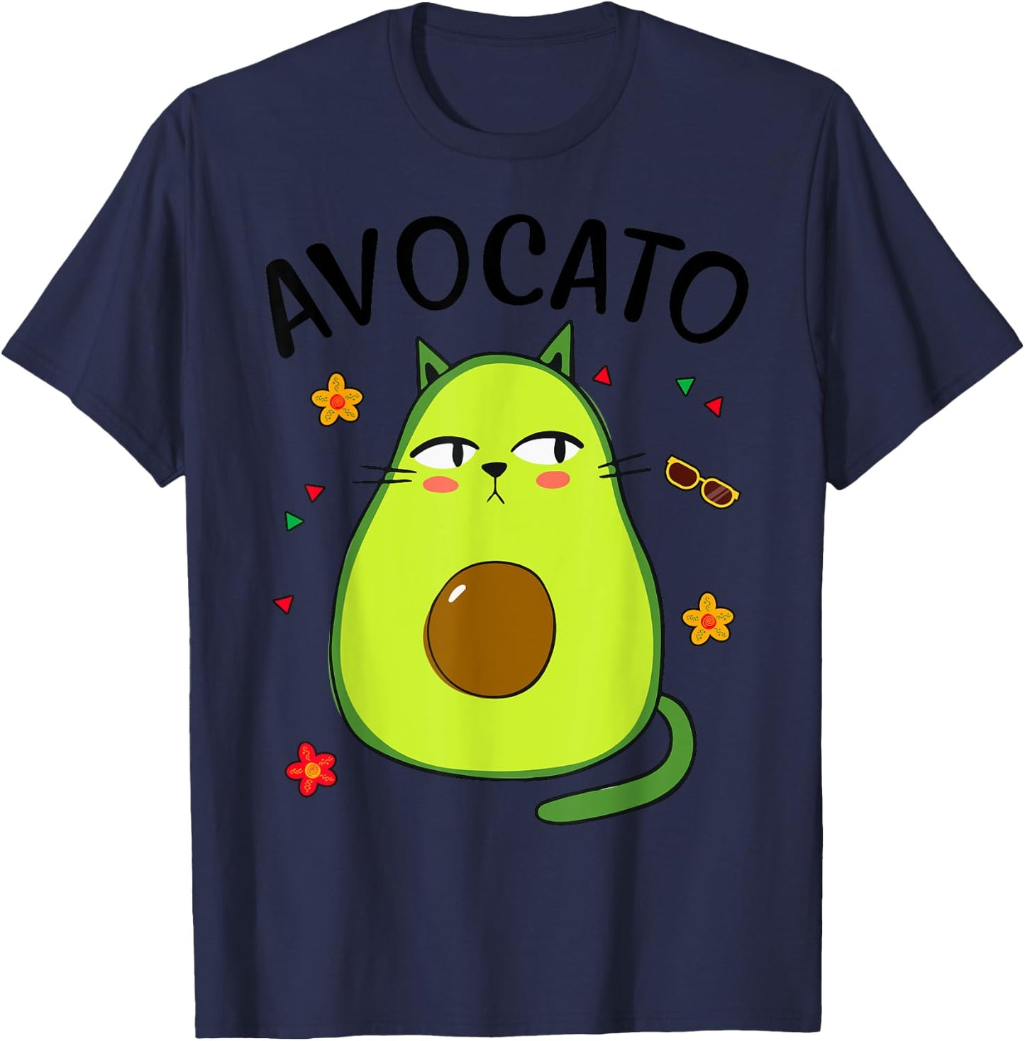 Avocato Avocado Cat Shirt Cinco Mayo Funny Mexican Men Women T-Shirt - T-Shirt | Navy