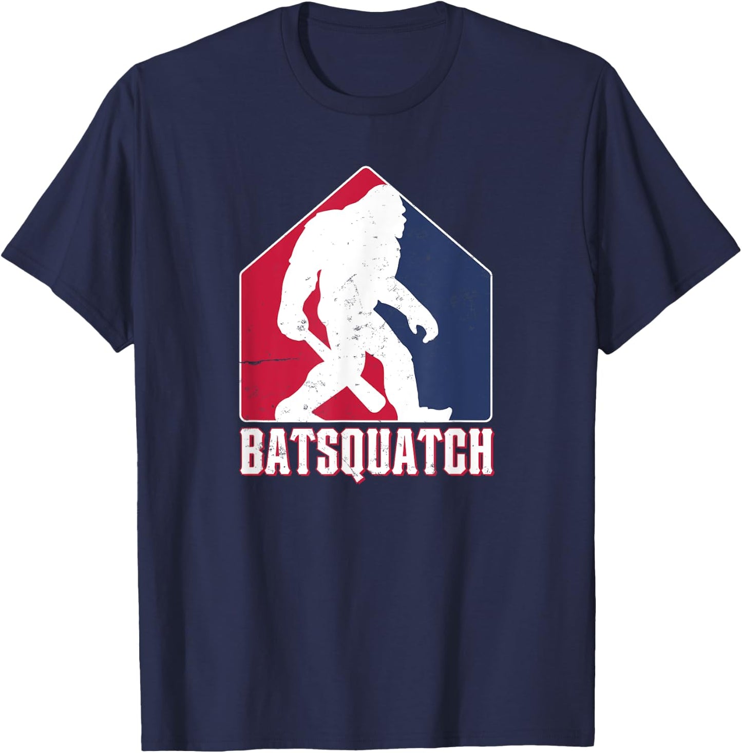 Funny Batsquatch Baseball Sports Fan Sasquatch Patriotic Women Men T-Shirt - T-Shirt | Navy