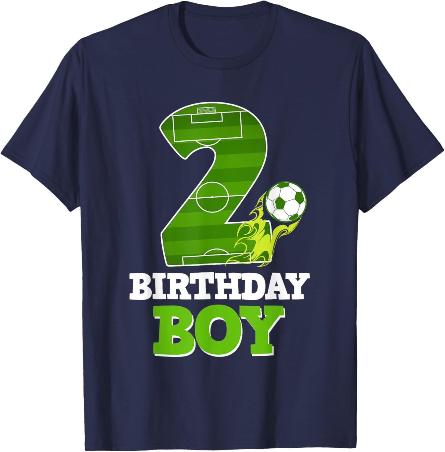 Happy 2nd Birthday Boy Soccer Lover 2 Yrs Old B-day T-Shirt - T-Shirt | Navy