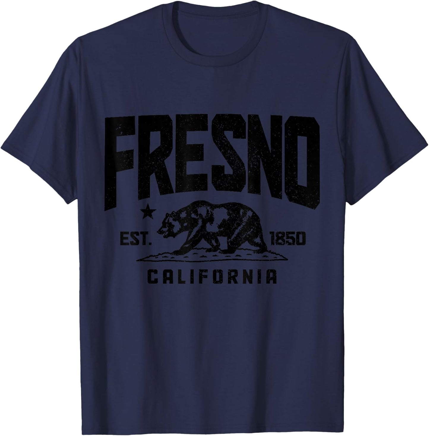 Fresno California Est. 1850 Pride Vintage T-Shirt - T-Shirt | Navy
