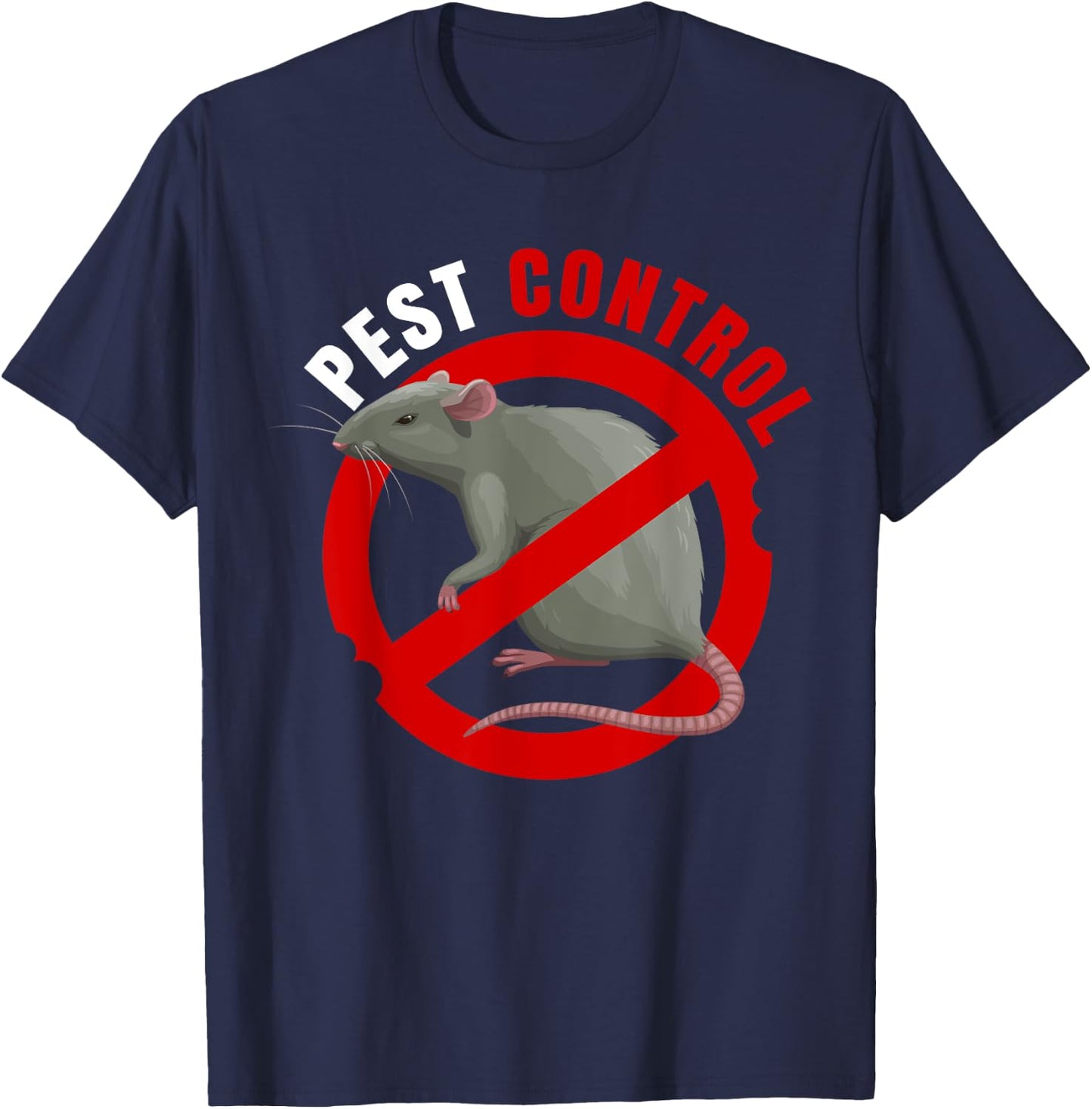 Pest Control Mouse Rat Stop Sign Deratization T-Shirt - T-Shirt | Navy