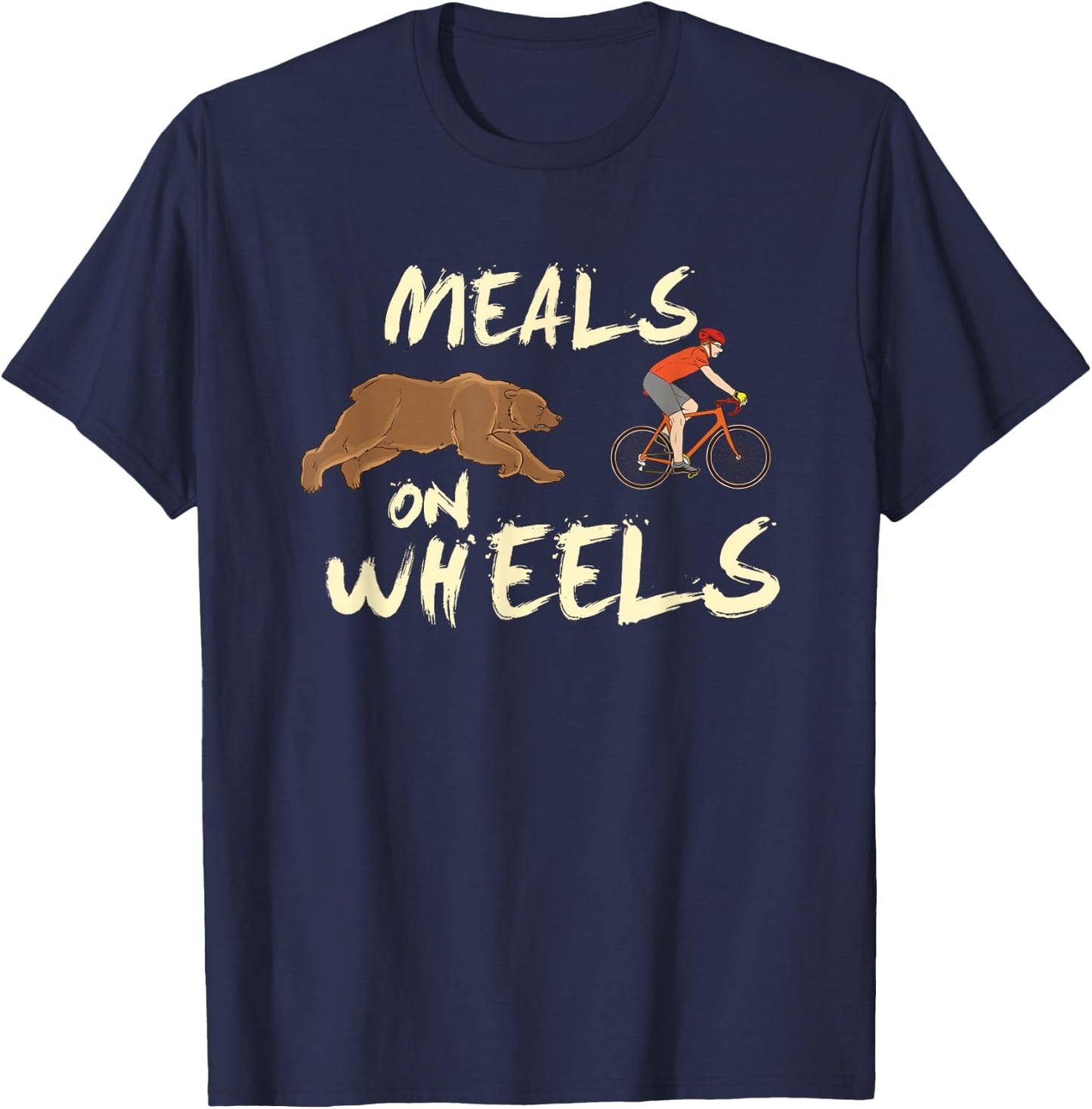 Meals on bicycle wheels and natural mountain design T-Shirt - T-Shirt | Navy