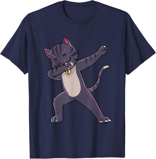 Dabbing Cat Kitten Kitty Men Women Kids T-Shirt - T-Shirt | Navy