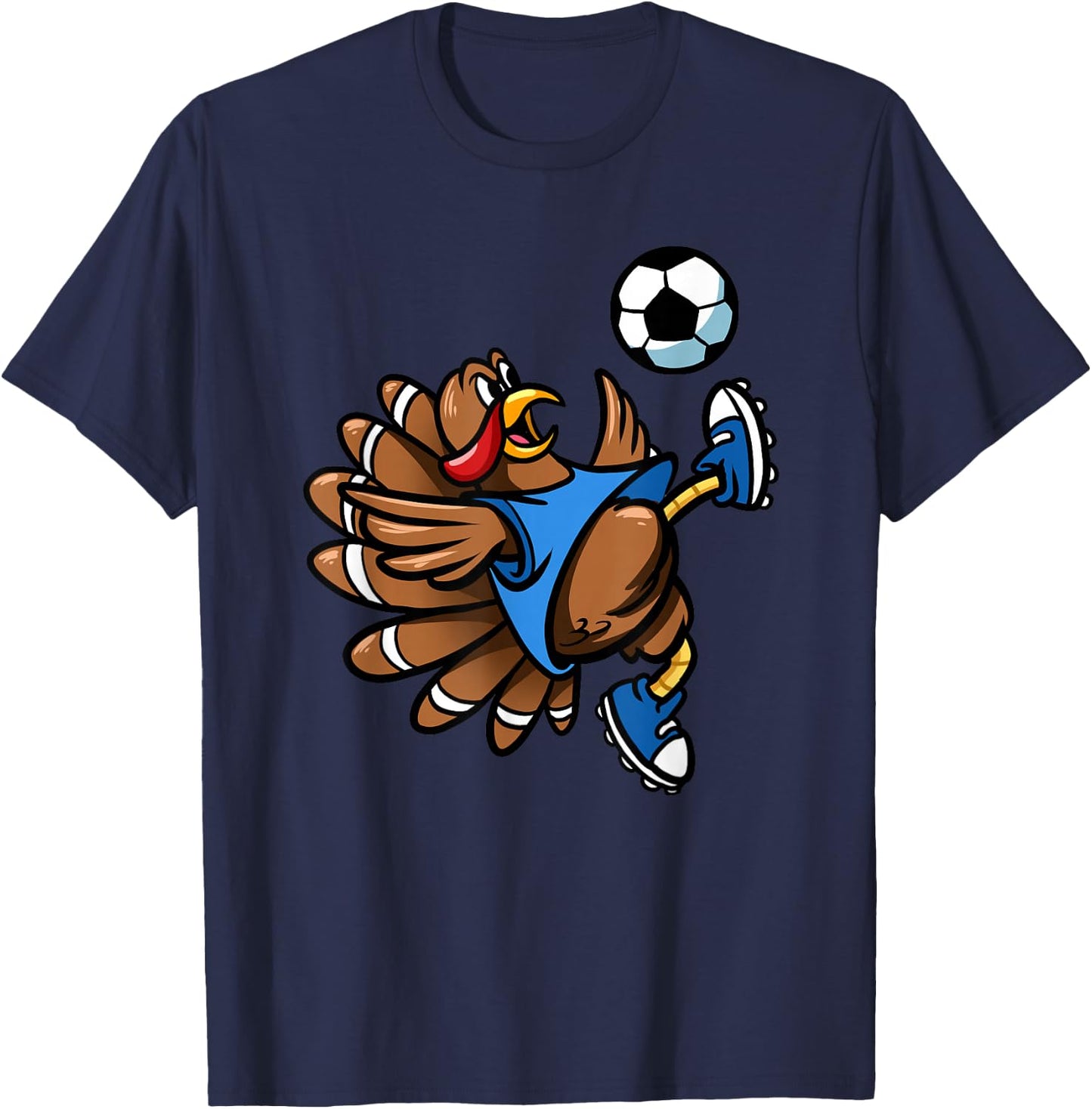 Bicycle Kick Turkey Men Boys Thanksgiving Soccer T-Shirt - T-Shirt | Navy