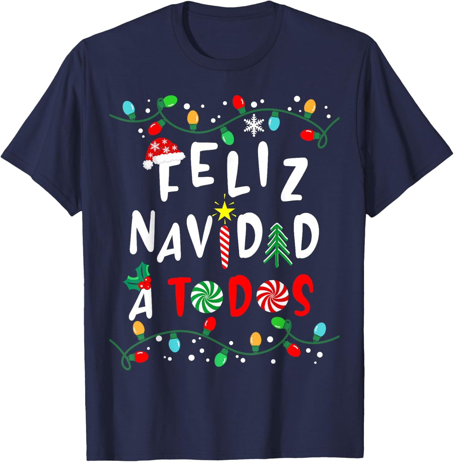 Feliz Navidad Shirt-Funny Mexican Christmas in Spanish T-Shirt - T-Shirt | Navy