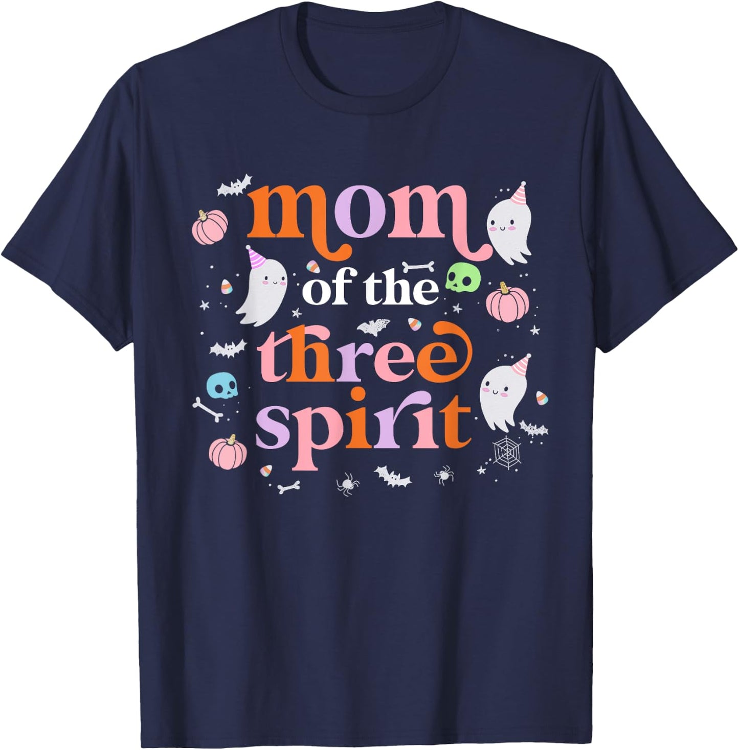 Mom of The Three Spirit Halloween 3rd Birthday Boy Ghost T-Shirt - T-Shirt | Navy