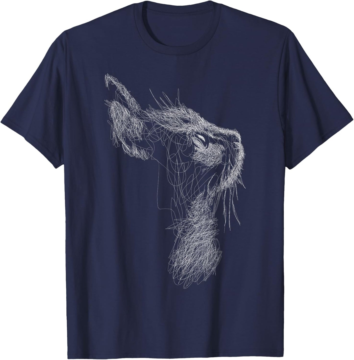 Cute Cat scribble art sketch for kitten lover Kitty cats Women Girls Kids T-Shirt - T-Shirt | Navy
