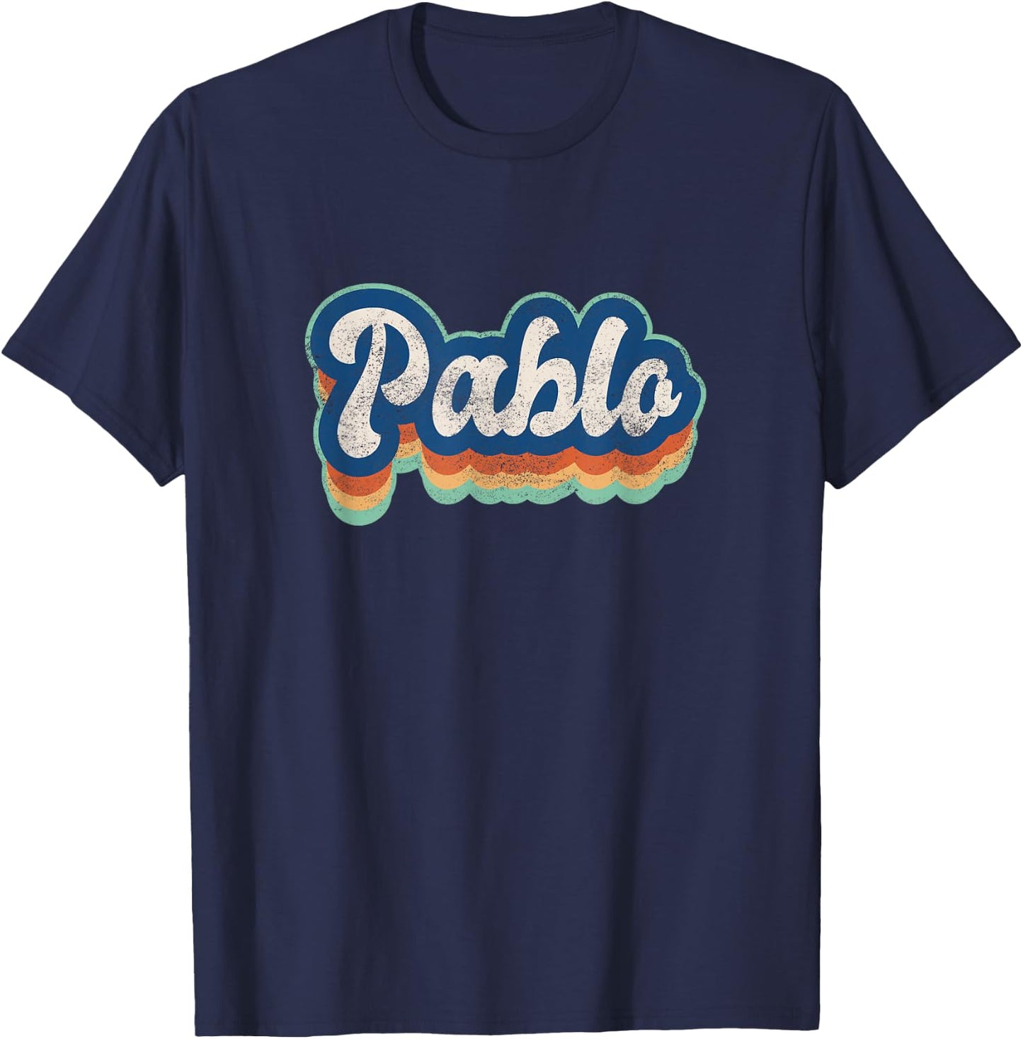 Pablo First Name Boy Vintage Style 70s 80s Personalized T-Shirt - T-Shirt | Navy