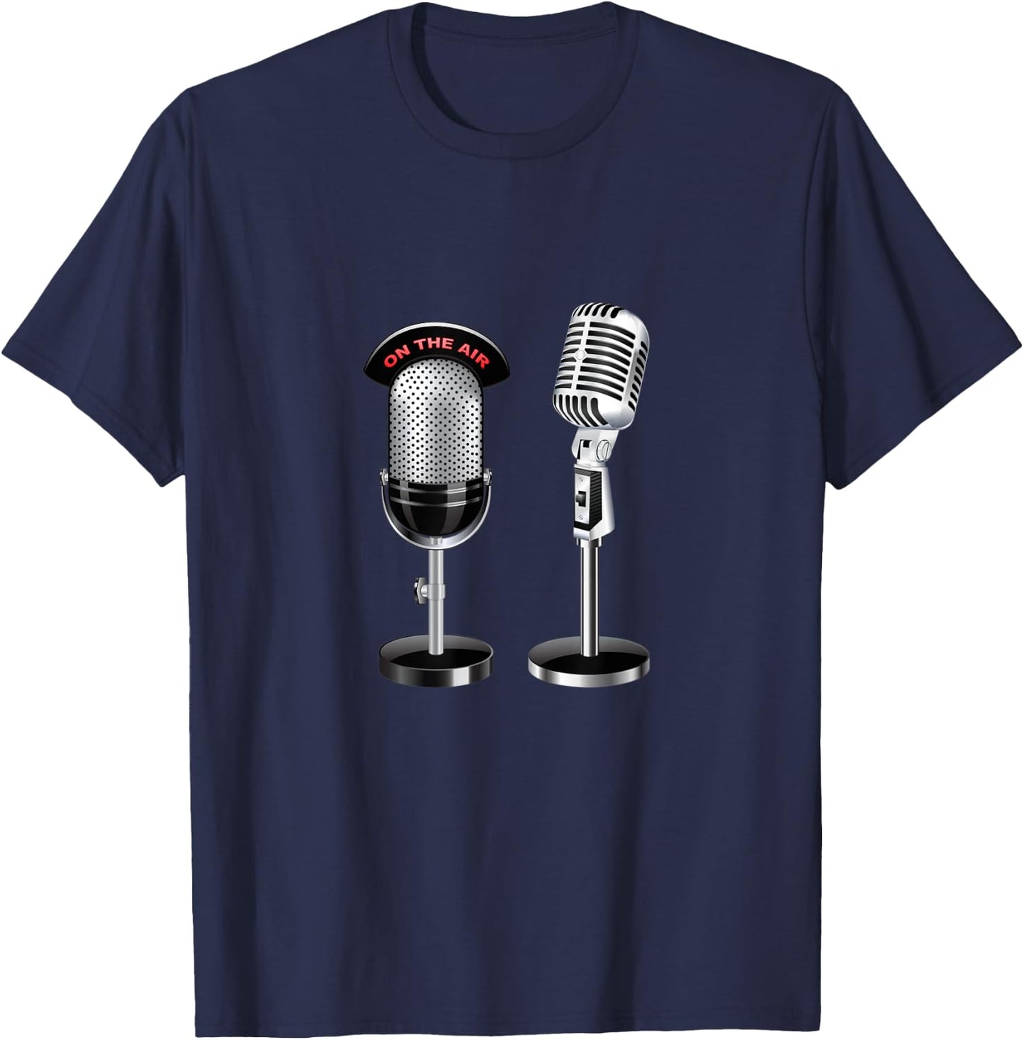 Retro Vintage Music Singer Old School Microphone T-Shirt - T-Shirt | Navy