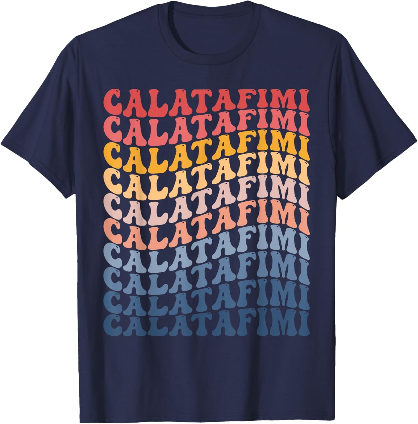 Calatafimi City Groovy Retro T-Shirt - T-Shirt | Navy