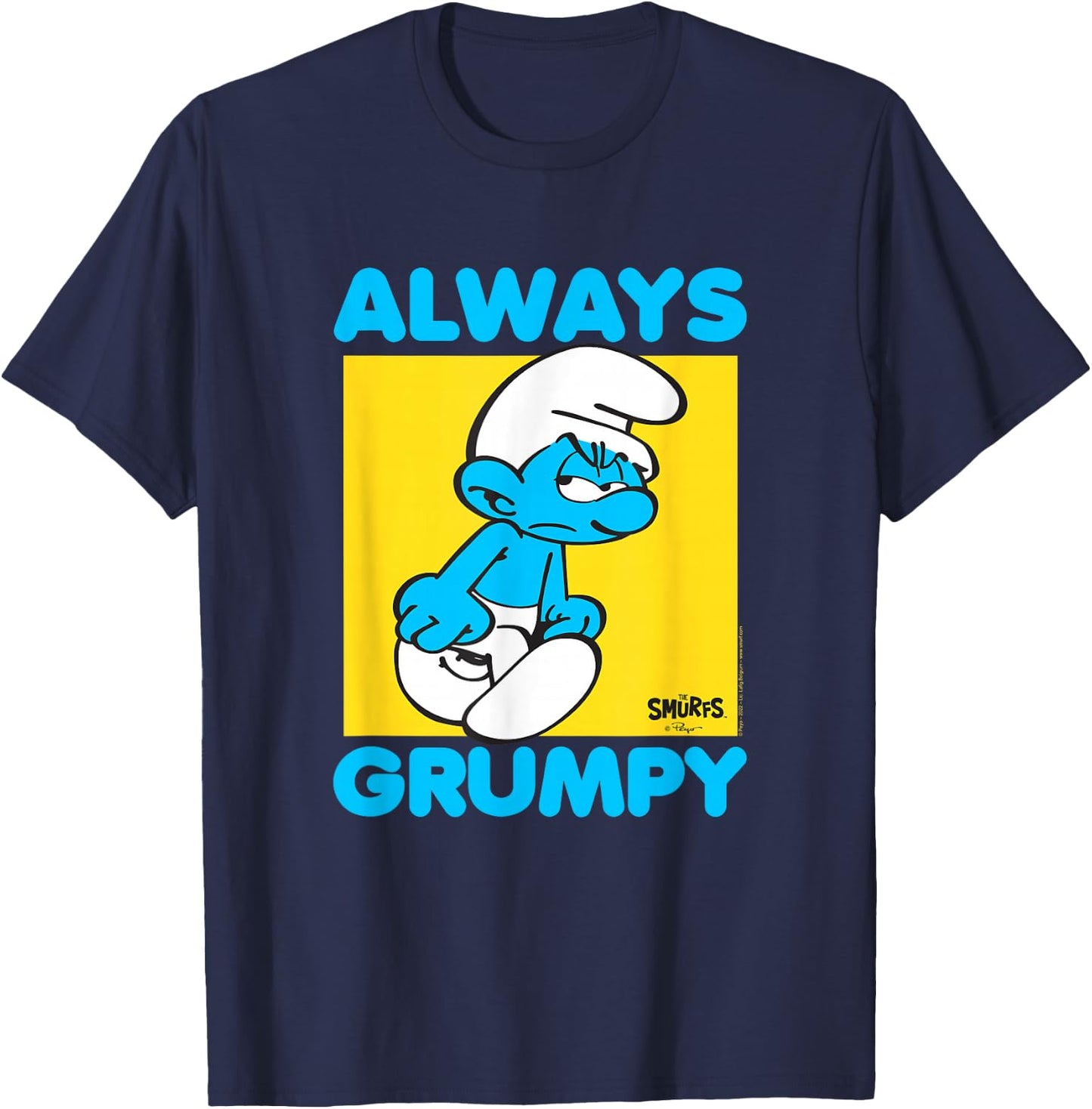 The Smurfs Always Grumpy Retro Cartoon T-Shirt - T-Shirt | Navy