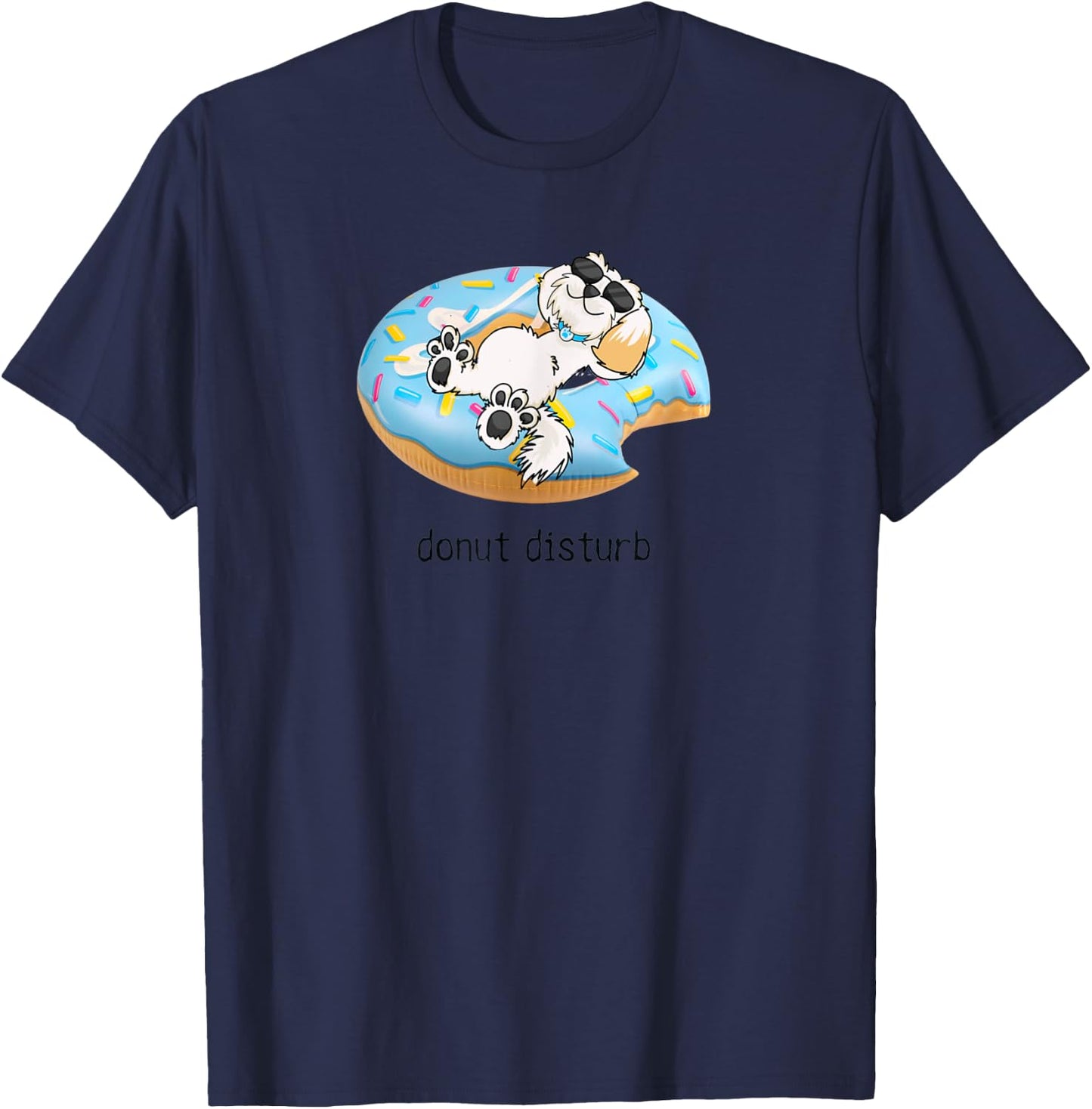 Donut Disturb Funny Dog Pool Float Pun Pet Owners Dog Love Women Kids T-Shirt - T-Shirt | Navy