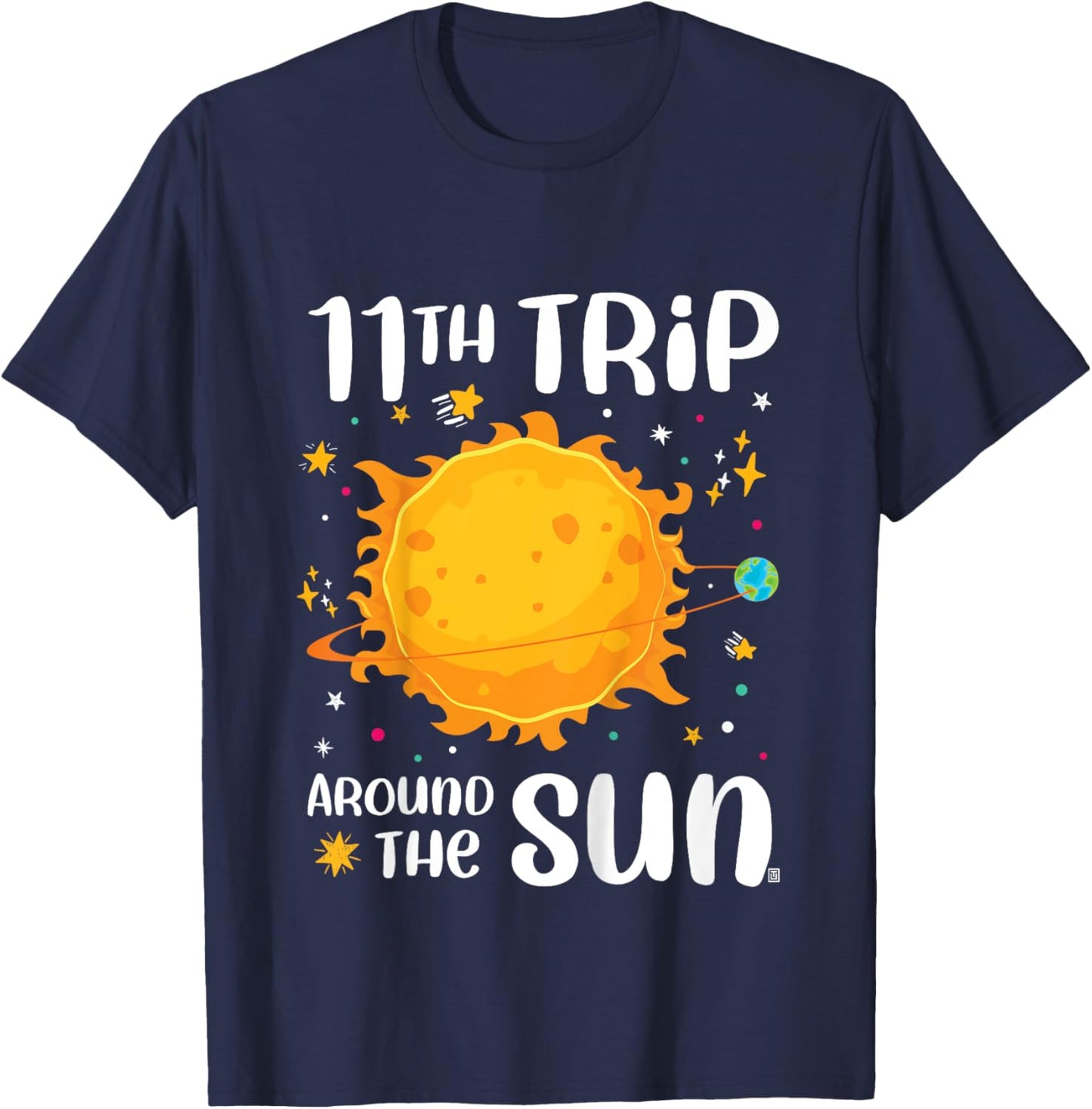 11th Birthday 11th Trip Around The Sun Space Theme T-Shirt - T-Shirt | Navy