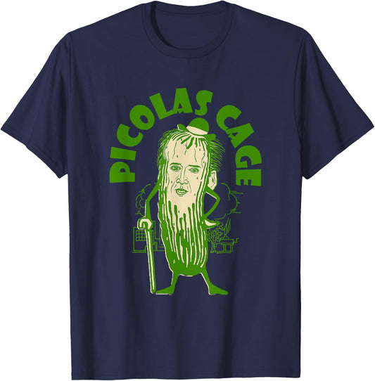 Picolas Cage Funny celebs Meme Cucumber Pickle Cute T-Shirt - T-Shirt | Navy
