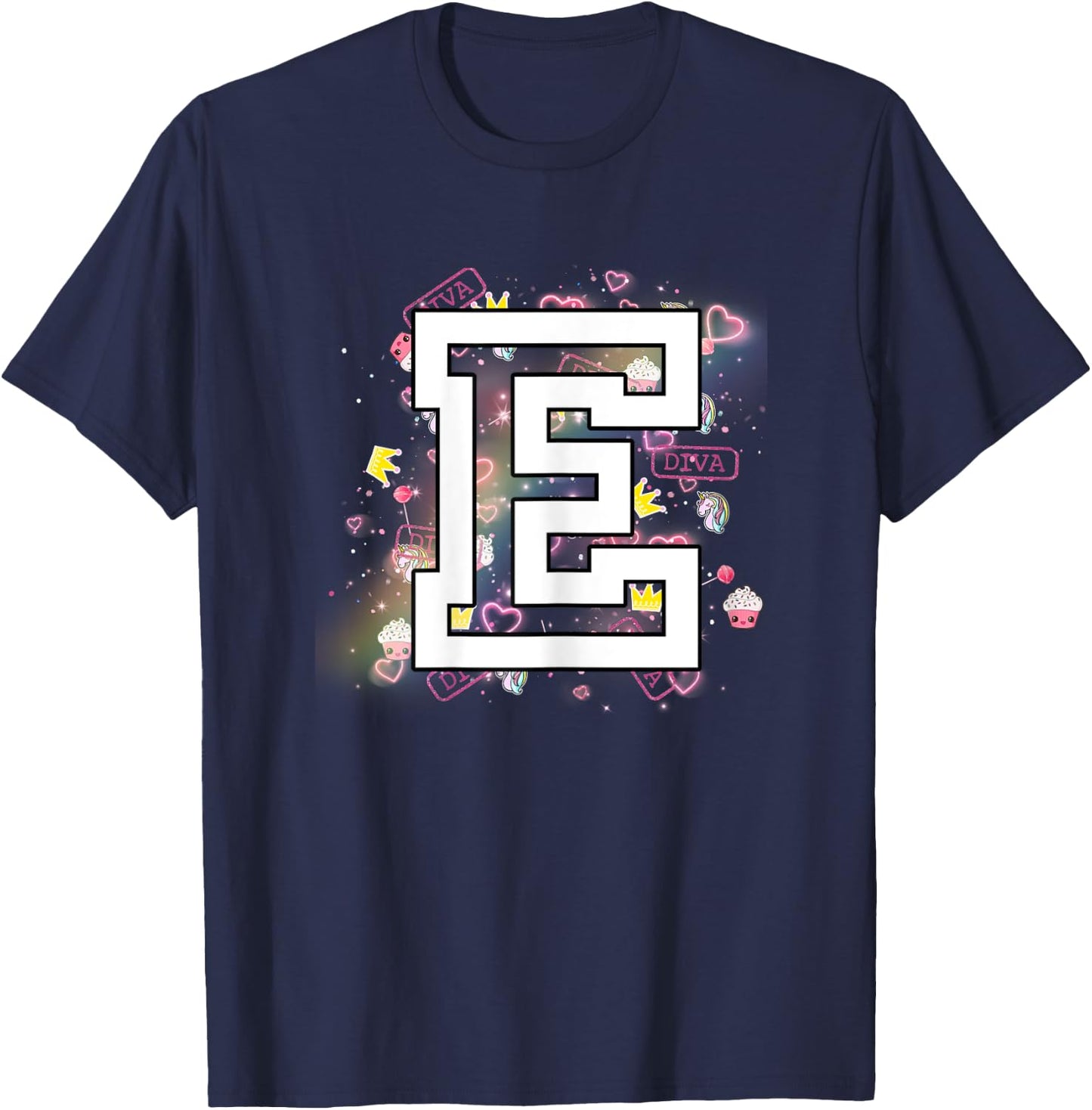 Kids Letter E Clothing For a Girl Who's Name Starts With E T-Shirt - T-Shirt | Navy