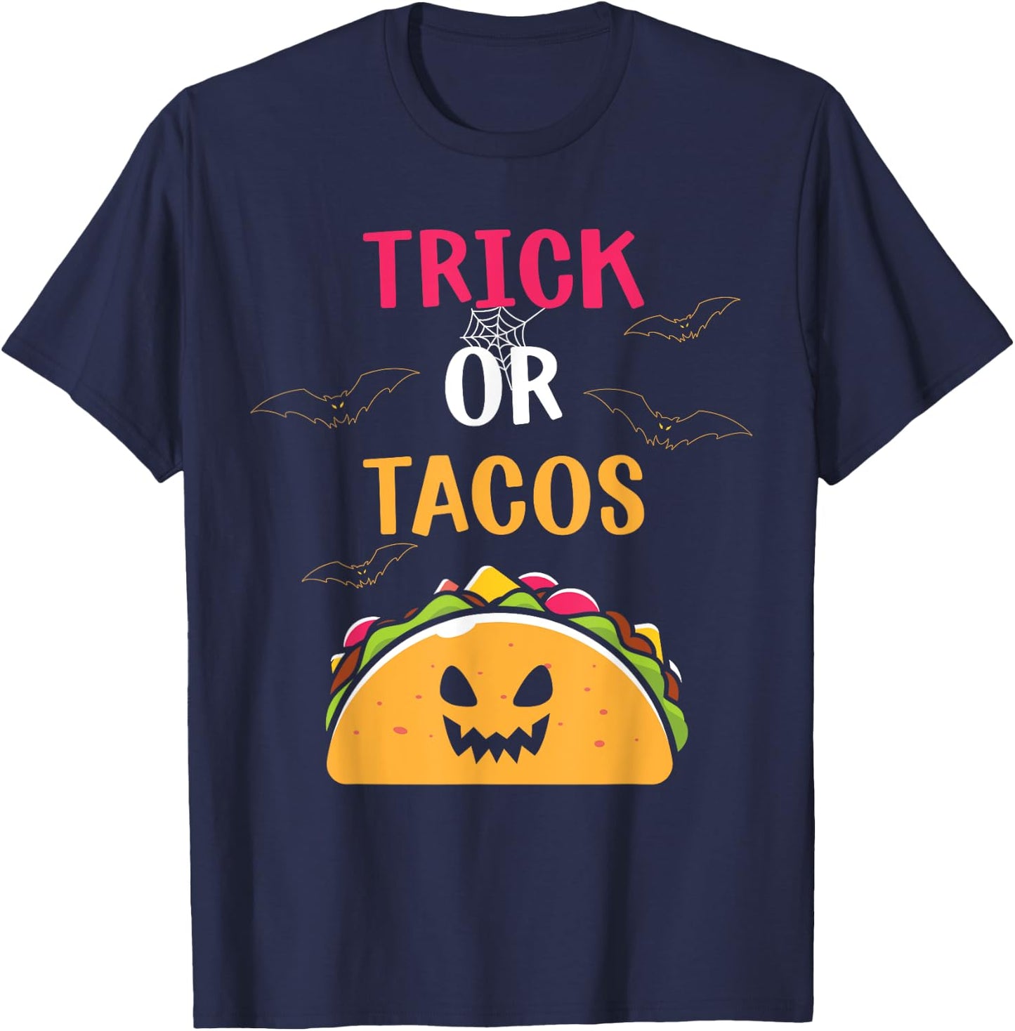 Trick or Tacos funny Halloween Mexican Food Men Women Kids T-Shirt - T-Shirt | Navy