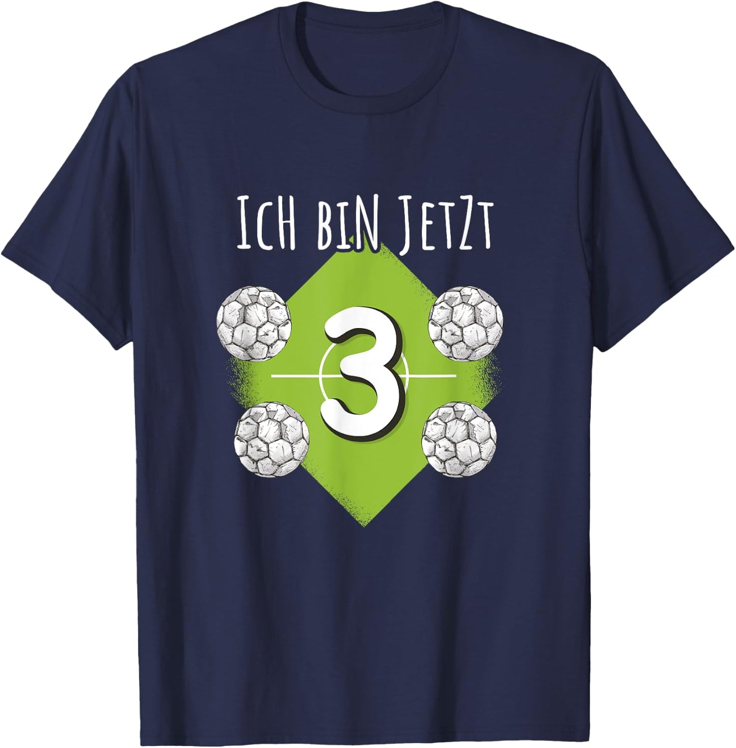 Ich bin 3 Junge Fussball 3rd Children's Birthday Football T-Shirt - T-Shirt | Navy