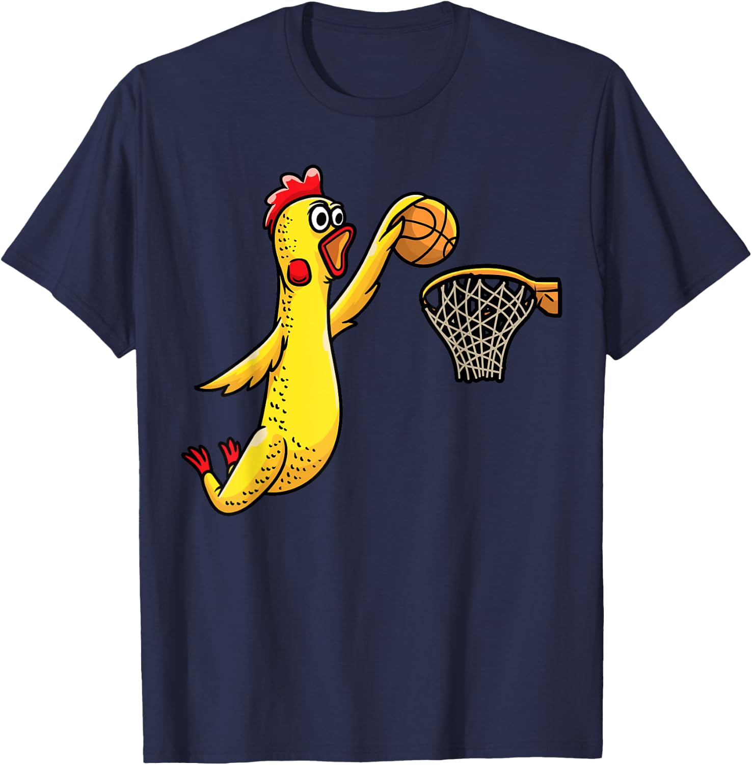 Funny Rubber Chicken Playing Basketball Player Sports T-Shirt - T-Shirt | Navy