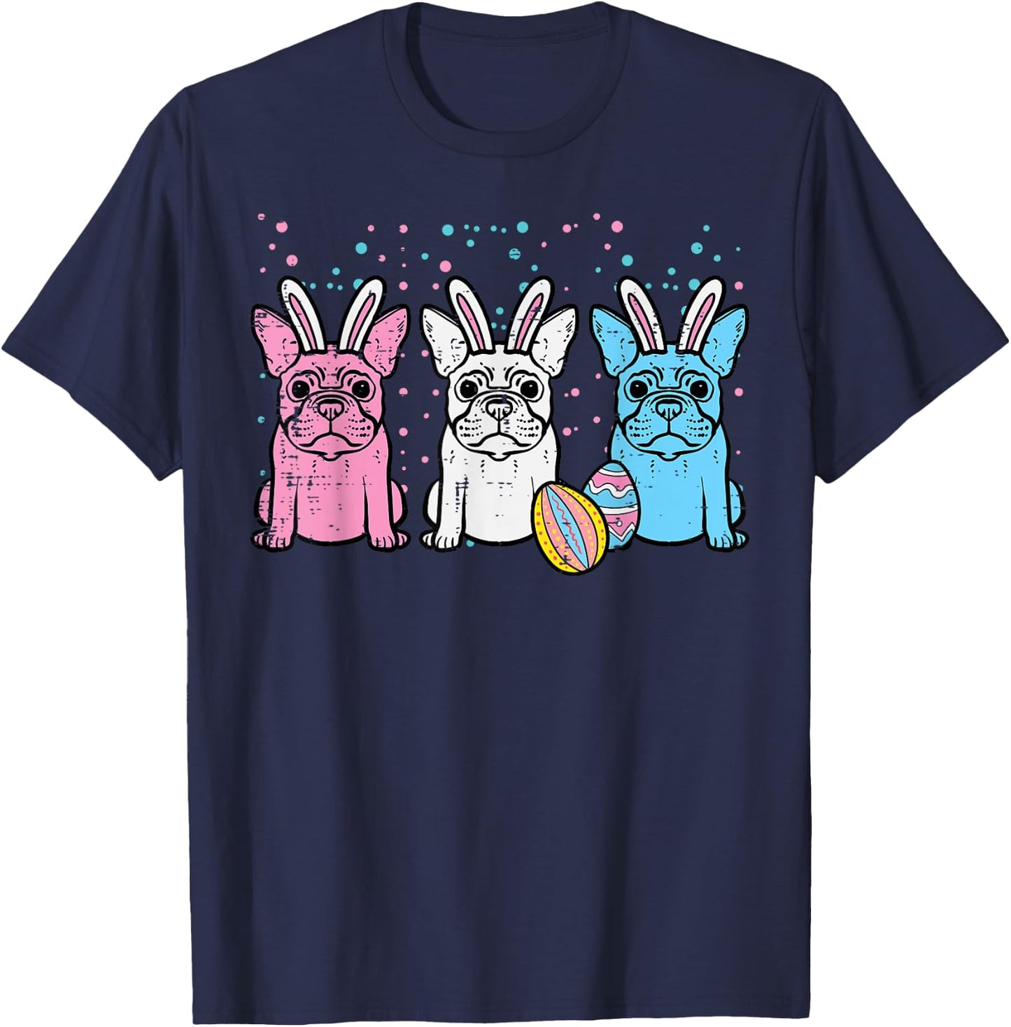 Easter Bunny French Bulldogs Frenchie Dogs Men Women Kids T-Shirt - T-Shirt | Navy