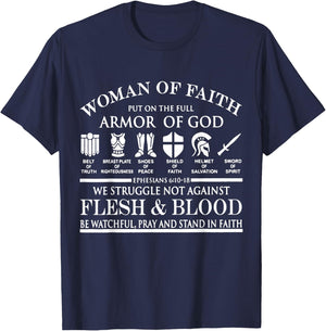 Woman Of Faith Put of the Full Armor of God Christian Knight T-Shirt - T-Shirt | Navy