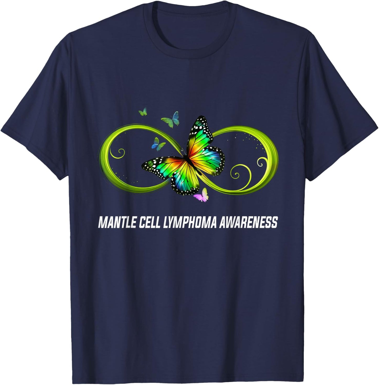 Infinity Butterfly Mantle Cell Lymphoma Awareness T-Shirt - T-Shirt | Navy
