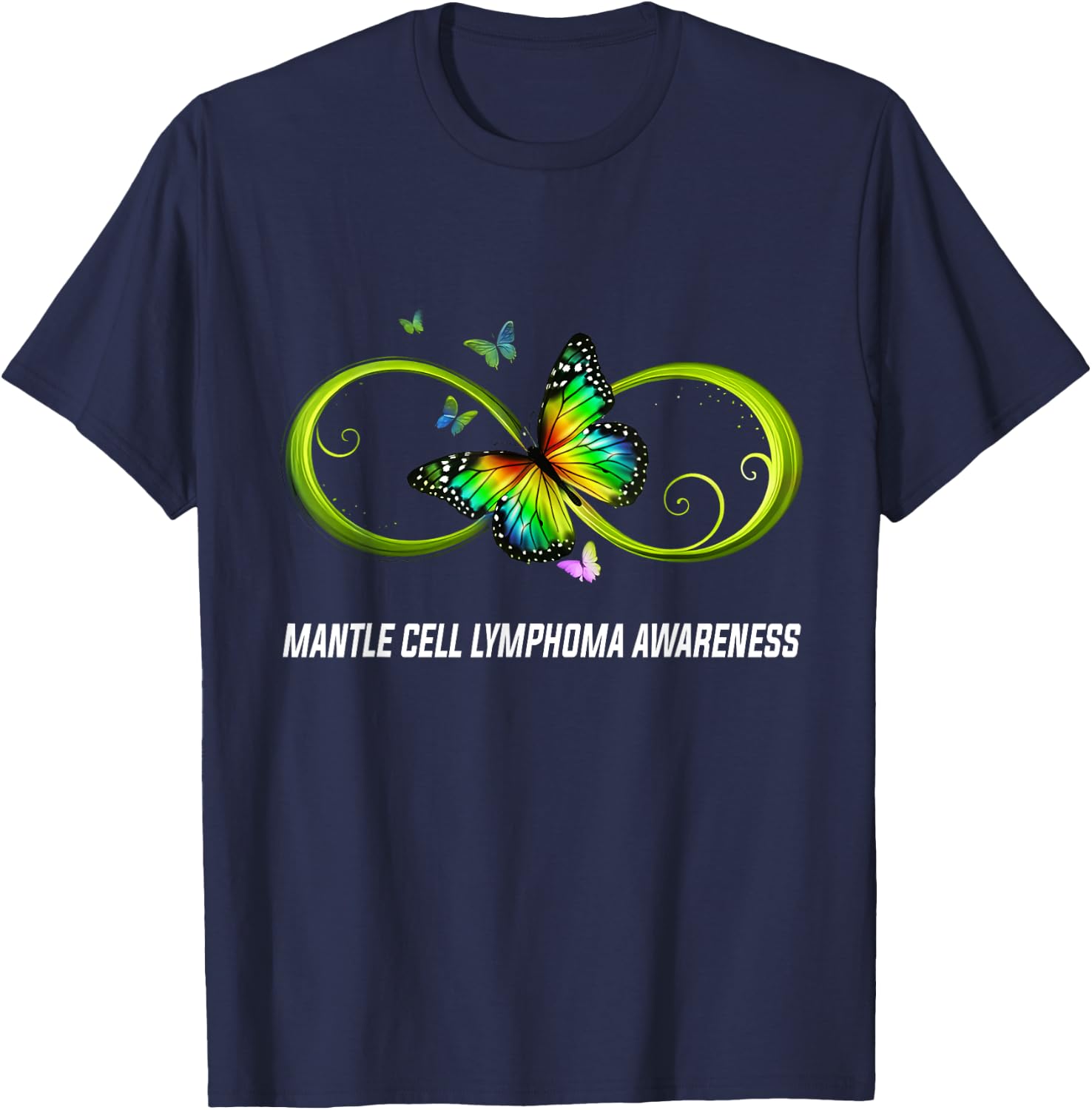 Infinity Butterfly Mantle Cell Lymphoma Awareness T-Shirt - T-Shirt | Navy