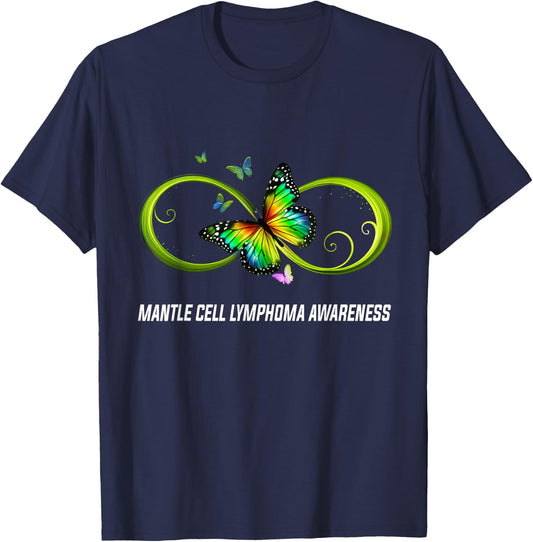 Infinity Butterfly Mantle Cell Lymphoma Awareness T-Shirt - T-Shirt | Navy