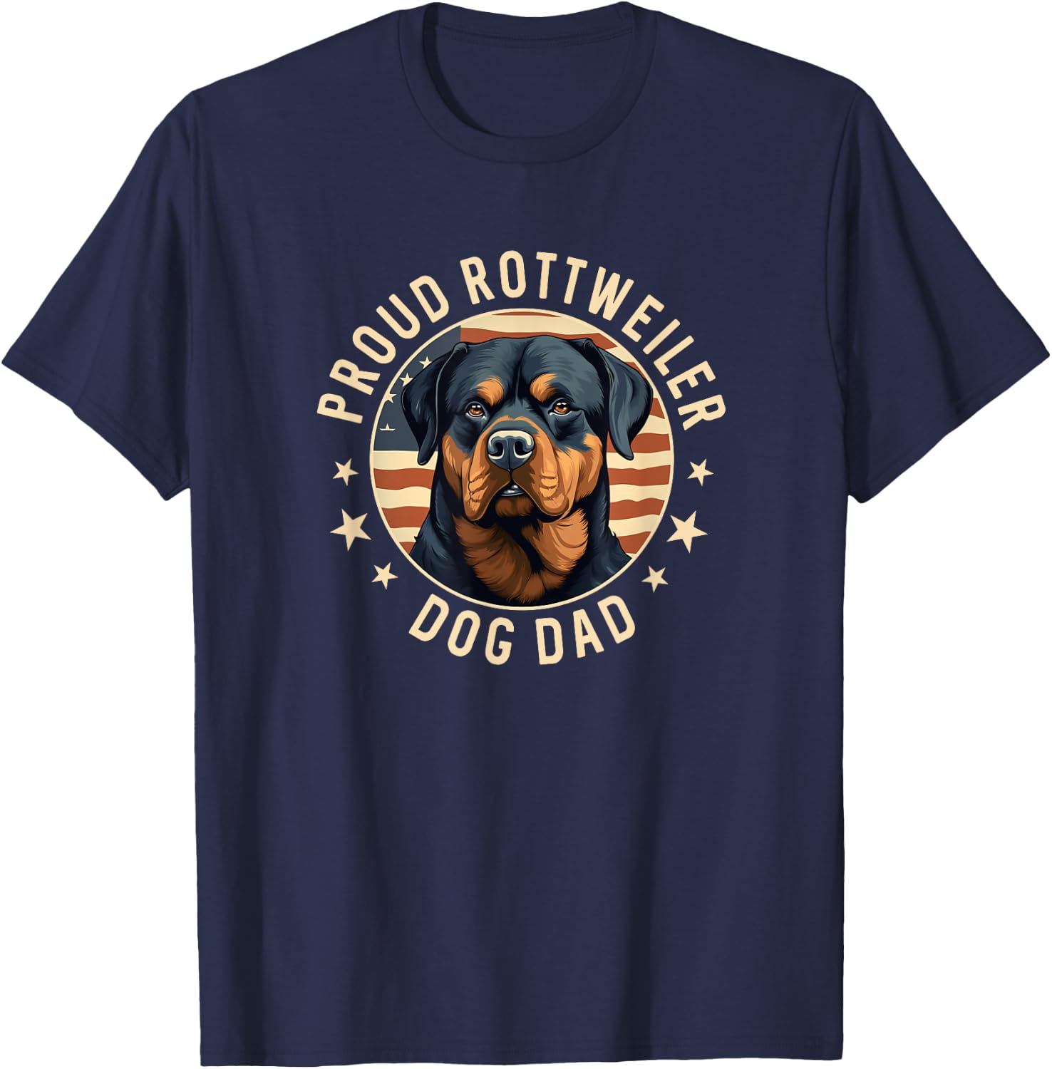Proud Rottweiler Dad American Flag Patriotic Rottie Dad T-Shirt - T-Shirt | Navy