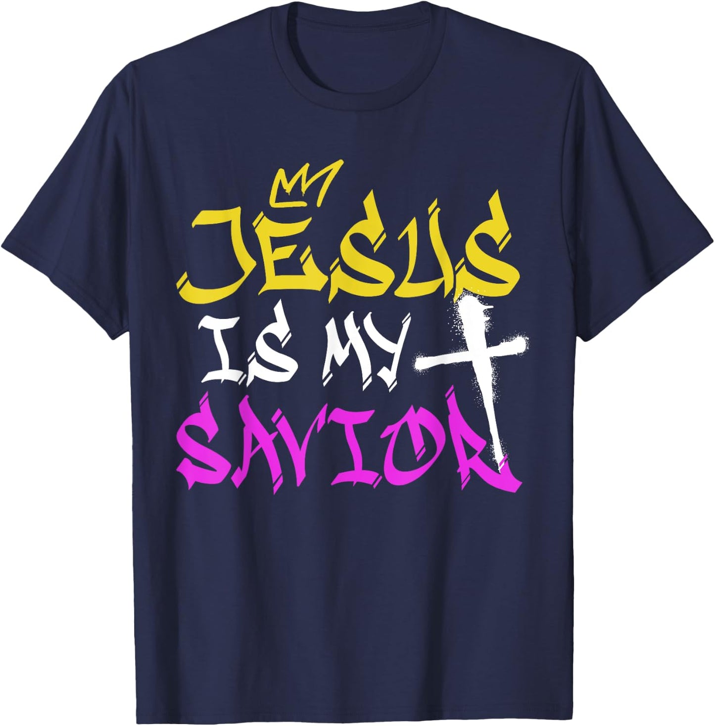 Jesus Is My Savior Graffiti Spray Street Art Drawing Artist T-Shirt - T-Shirt | Navy