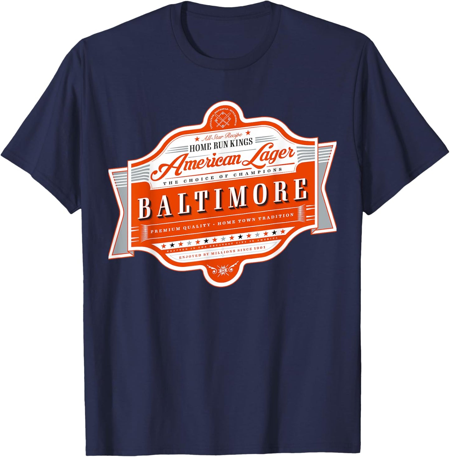 Classic Baltimore Beer Label - Charm City Pride T-Shirt - T-Shirt | Navy