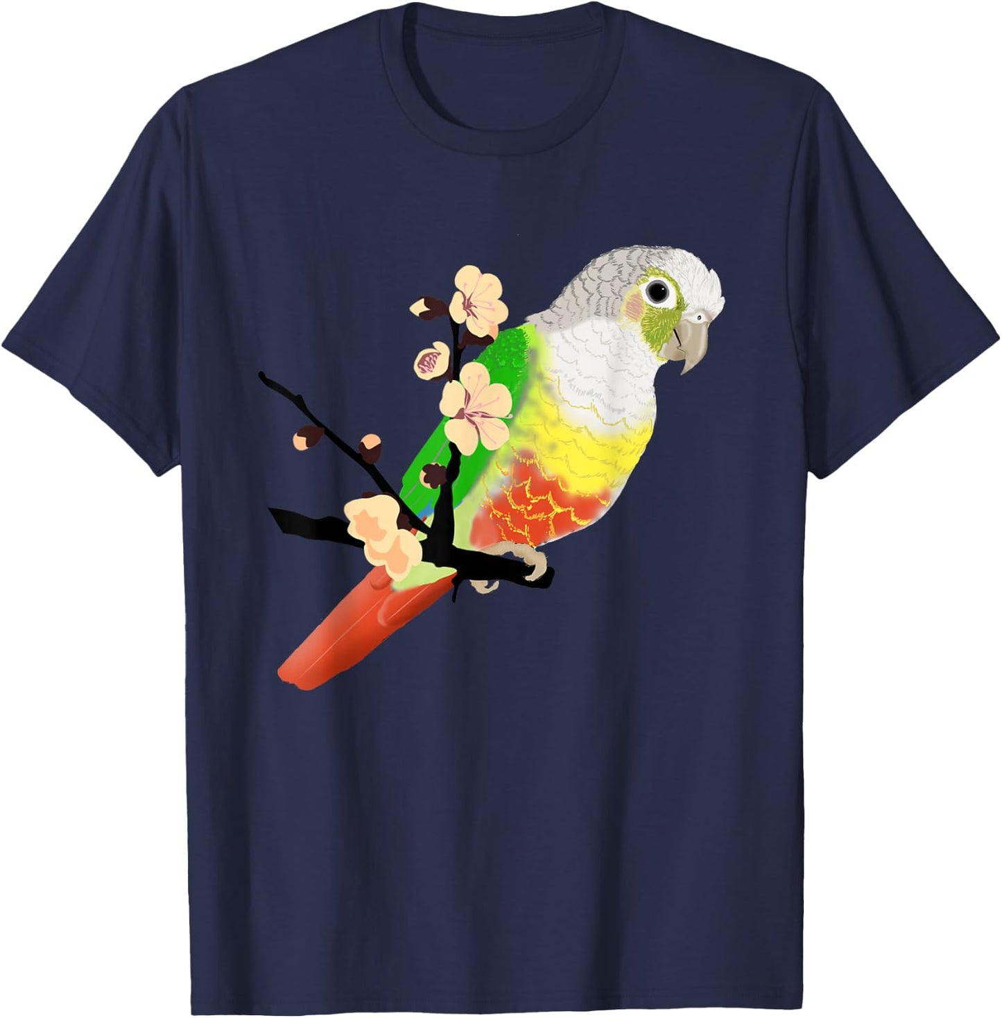 Pineapple Green Cheek Conure T-Shirt - T-Shirt | Navy