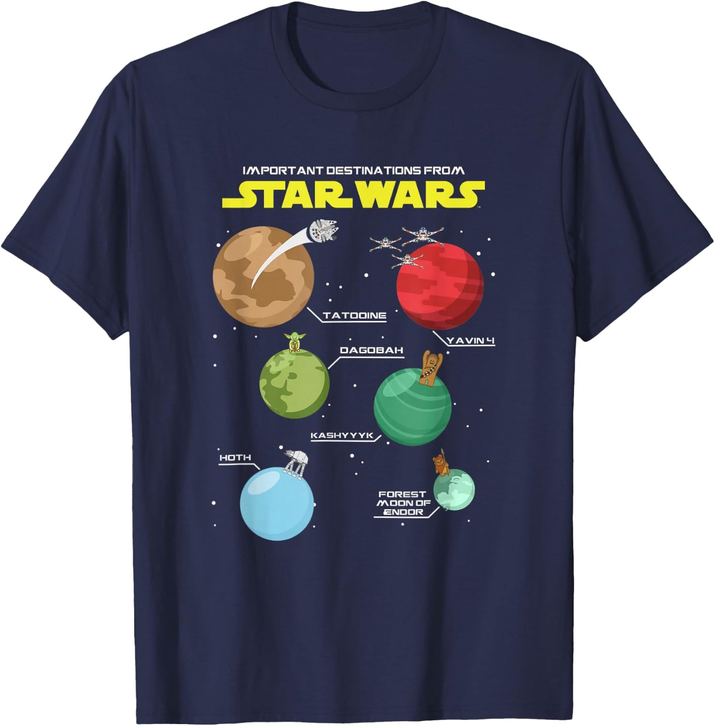 Star Wars Classic Important Destinations Planet Travel Icons T-Shirt - T-Shirt | Navy