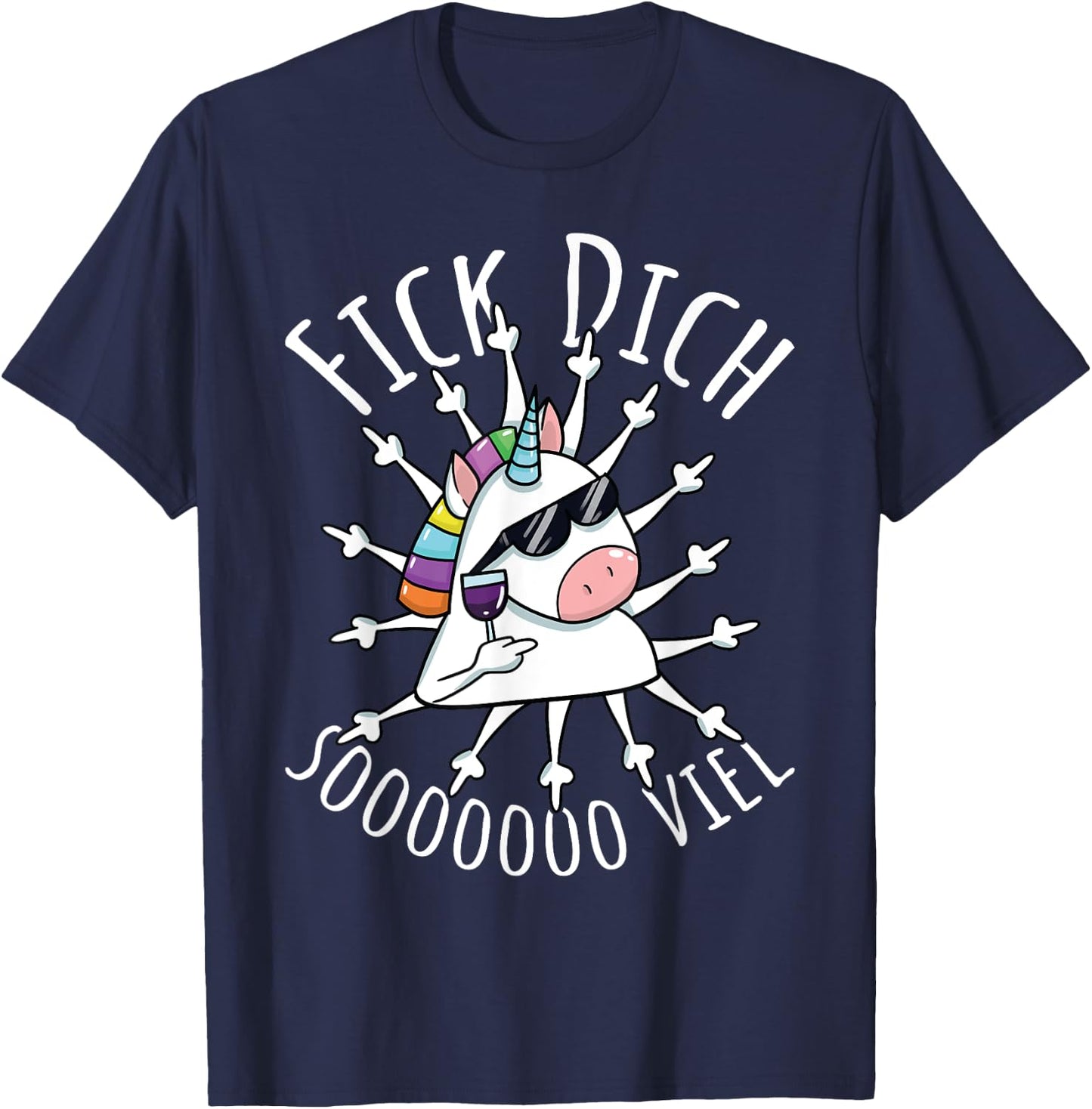 Fick Dich So Much | Evil Misanthrop Unicorn | Sarcasm T-Shirt - T-Shirt | Navy