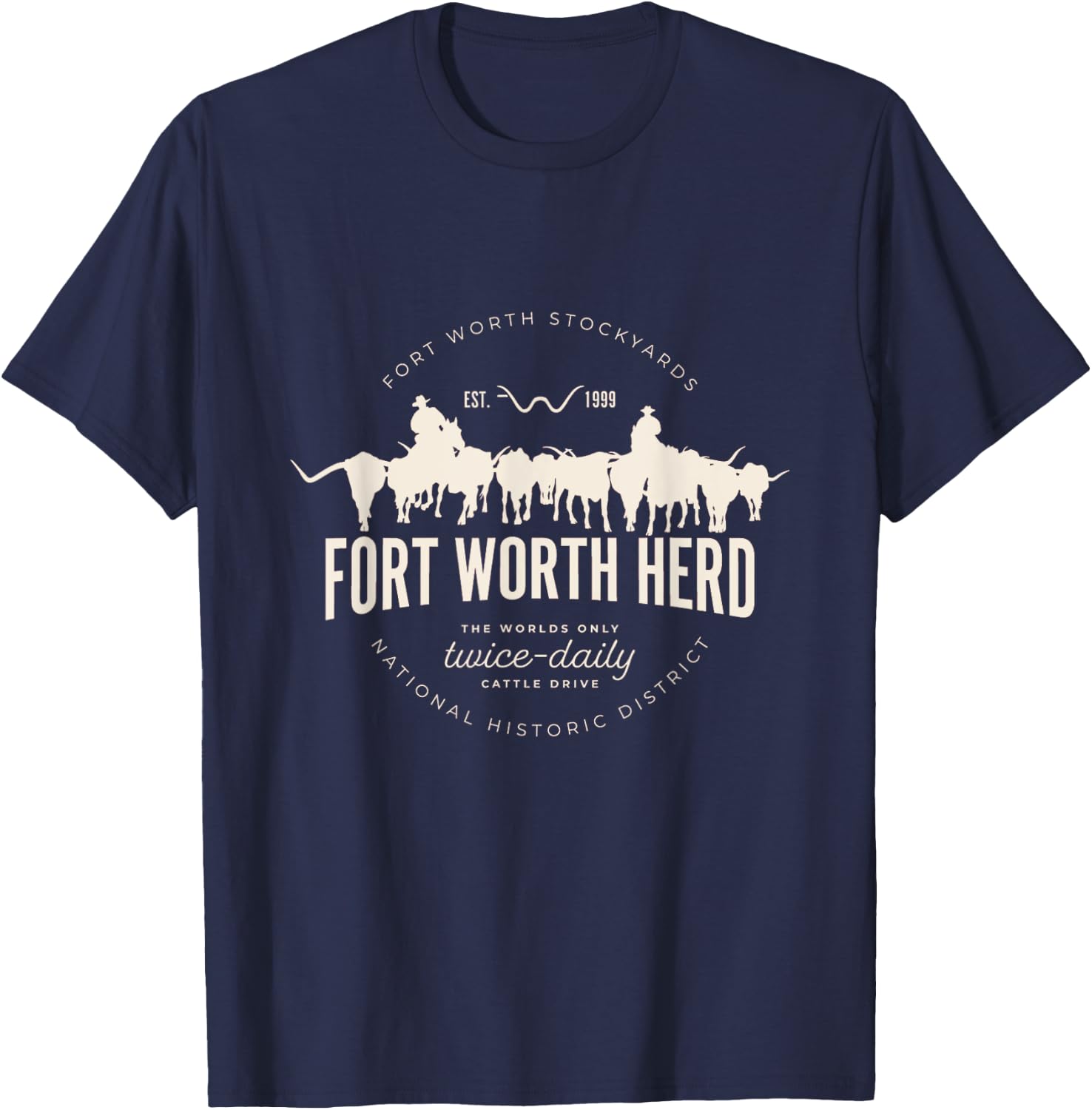 Fort Worth Texas Stockyards and Rodeo Cowboy Desig T-Shirt - T-Shirt | Navy