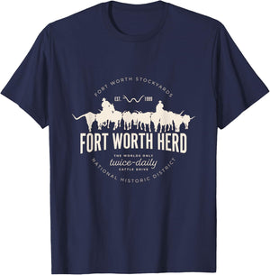 Fort Worth Texas Stockyards and Rodeo Cowboy Desig T-Shirt - T-Shirt | Navy