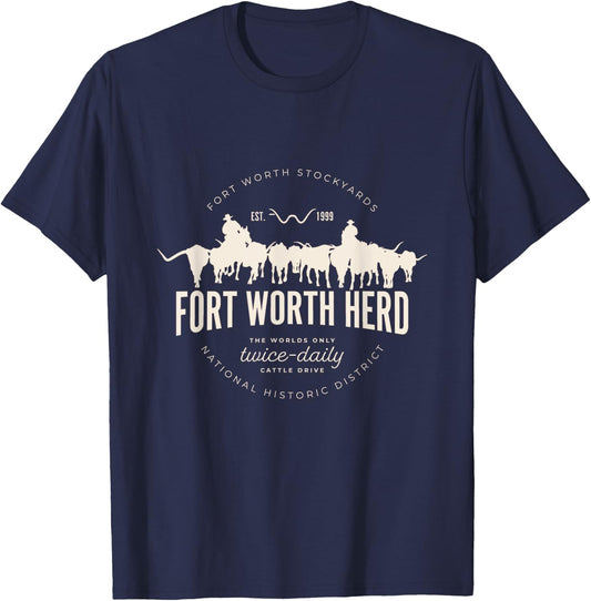 Fort Worth Texas Stockyards and Rodeo Cowboy Desig T-Shirt - T-Shirt | Navy
