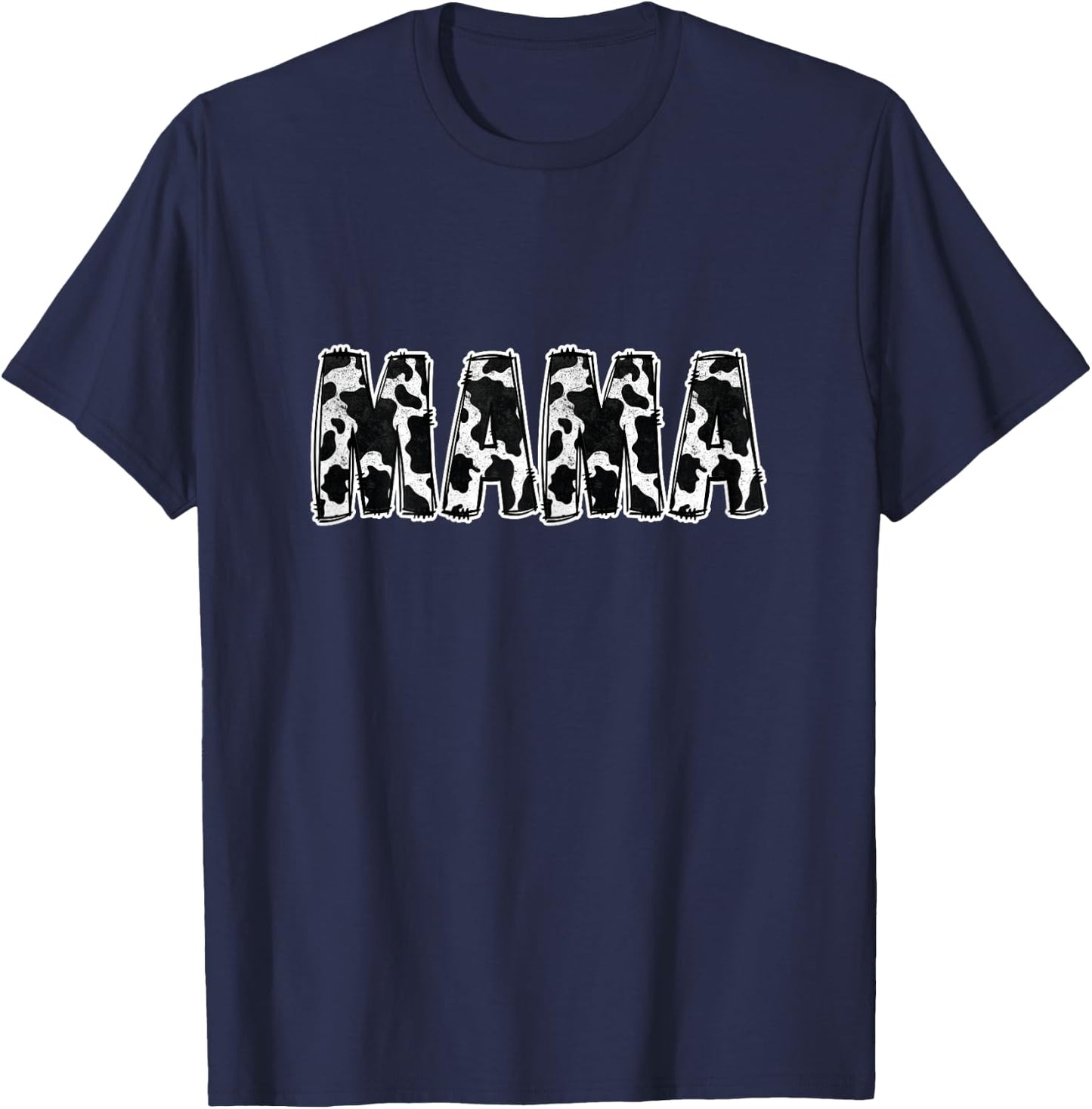 Mama Cow Pattern Cow Print T-Shirt - T-Shirt | Navy