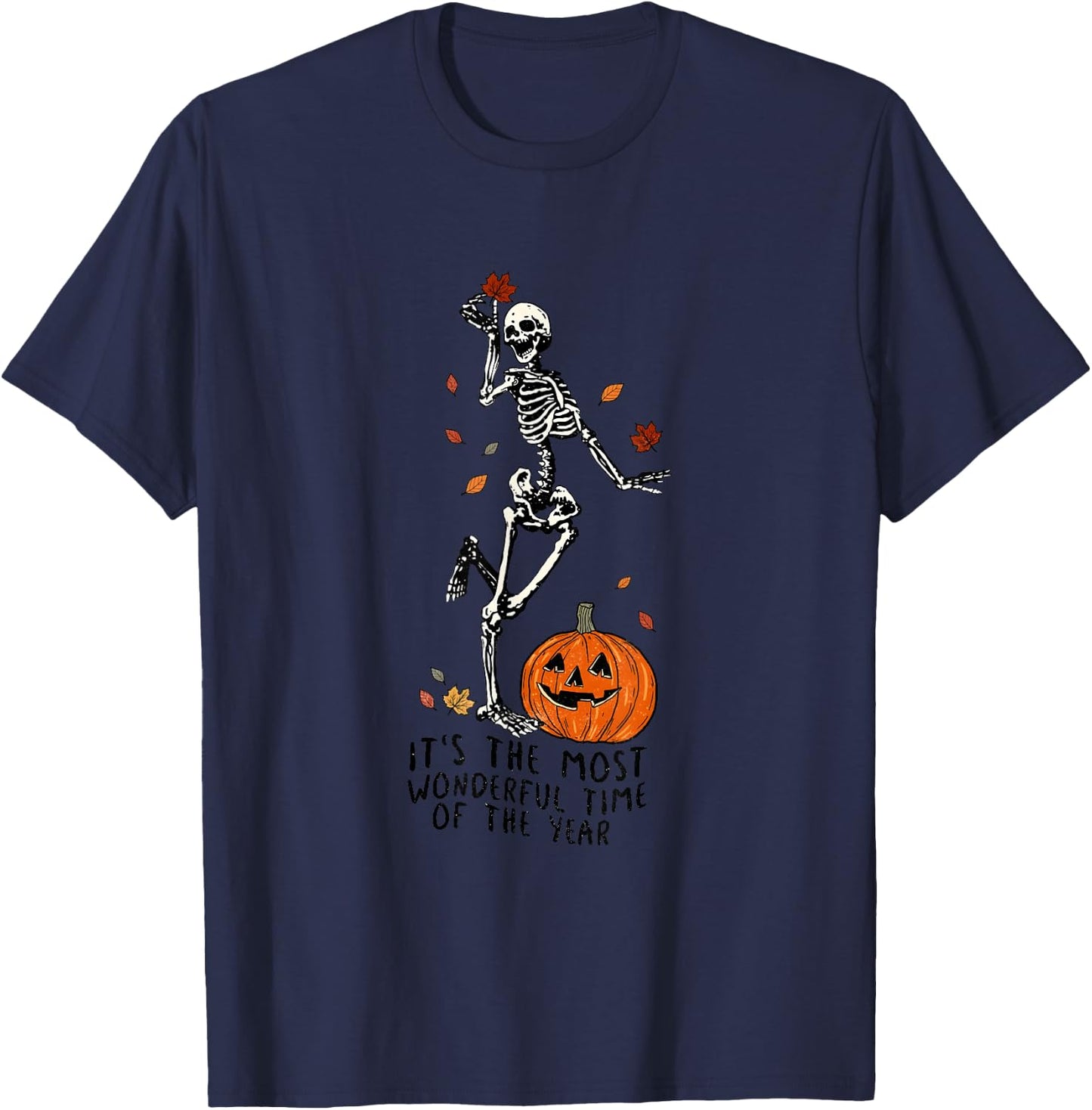 It's The Most Wonderful Time Of The Year Skeleton Halloween T-Shirt - T-Shirt | Navy