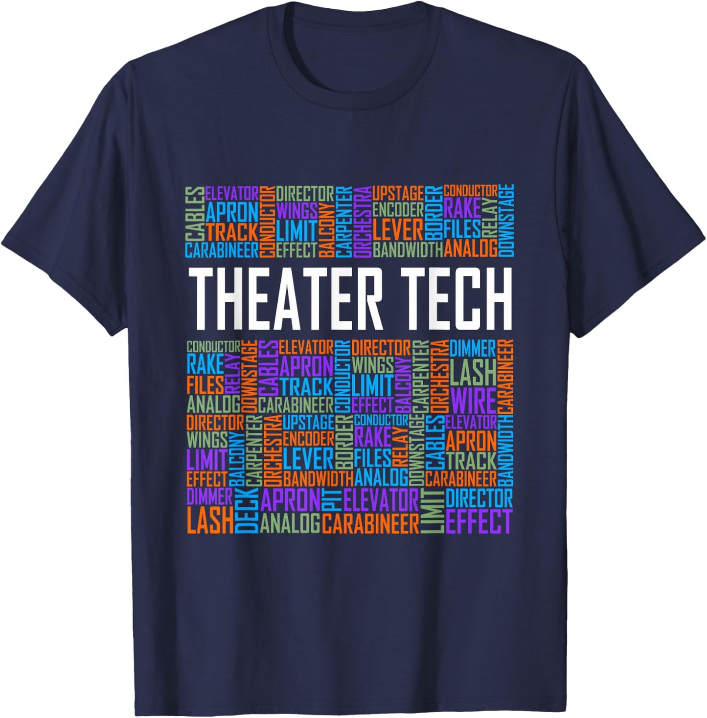 Theater Tech Heart Theatre Technician Crew Designs Black Small T-Shirt - T-Shirt | Navy