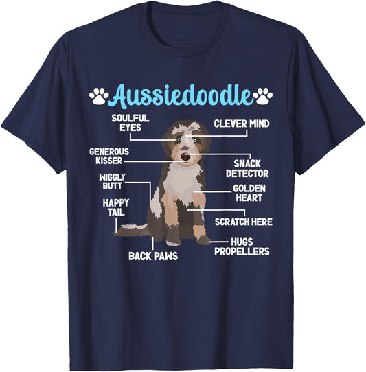 Aussiedoodle Mom Aussiedoodle Dad -Adults Black T-Shirt - T-Shirt | Navy