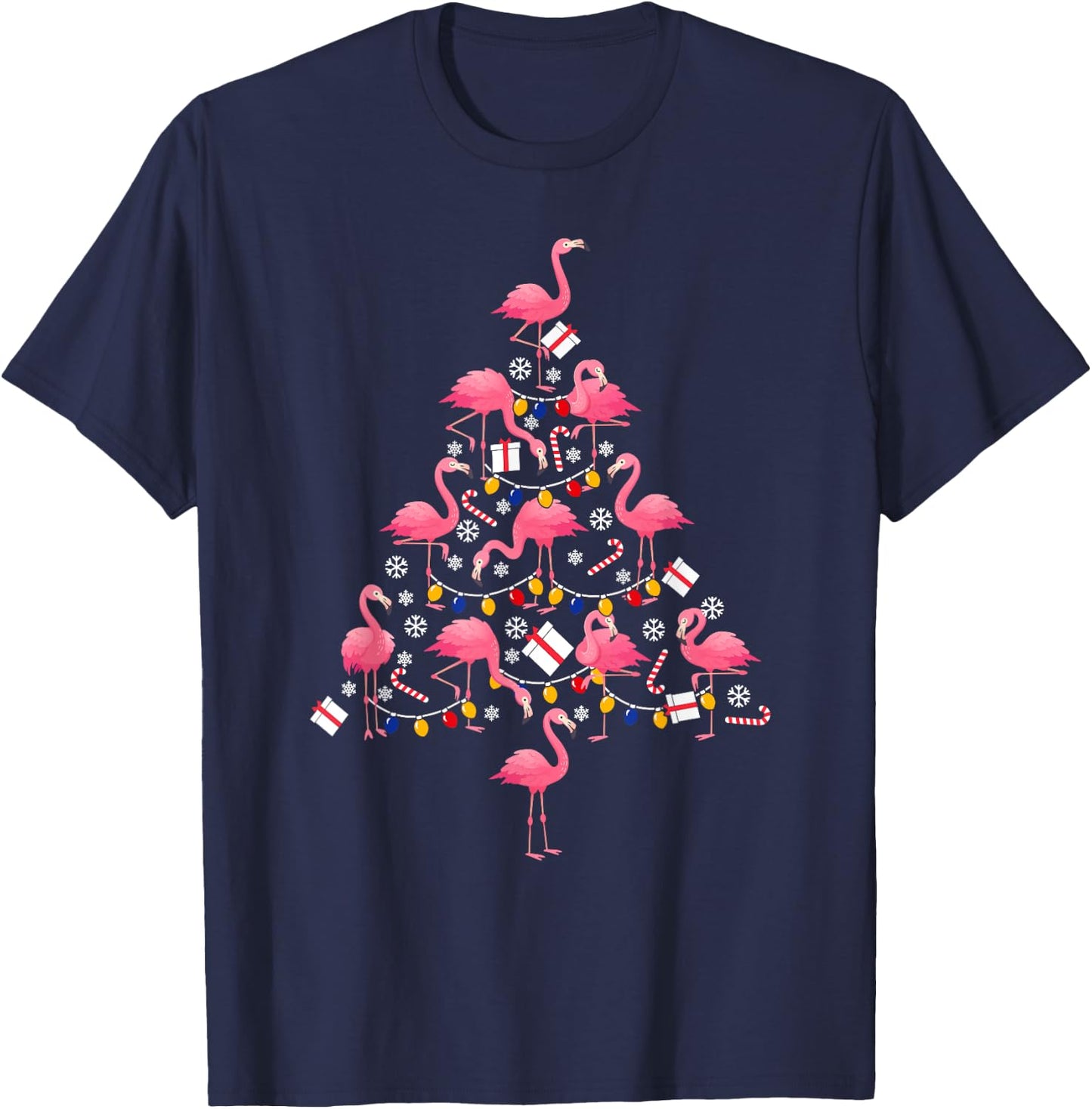Funny Christmas Men Kids Women Flamingo Ugly Christmas T-Shirt - T-Shirt | Navy