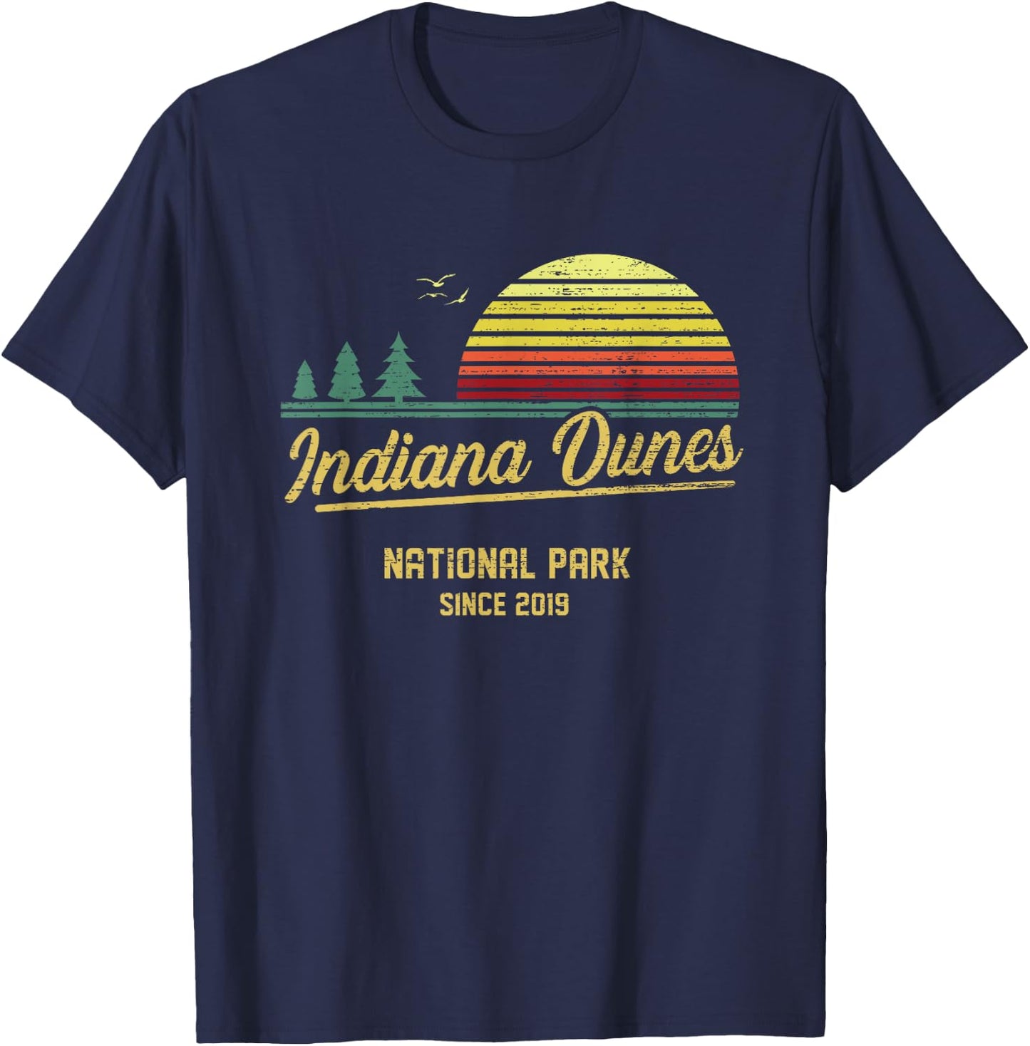 Indiana Dunes 2019 EST National Park Vintage Retro Outdoor C T-Shirt - T-Shirt | Navy