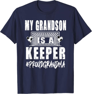 My Grandson Is A Keeper Soccer Goalkeeper Grandma T-Shirt - T-Shirt | Navy