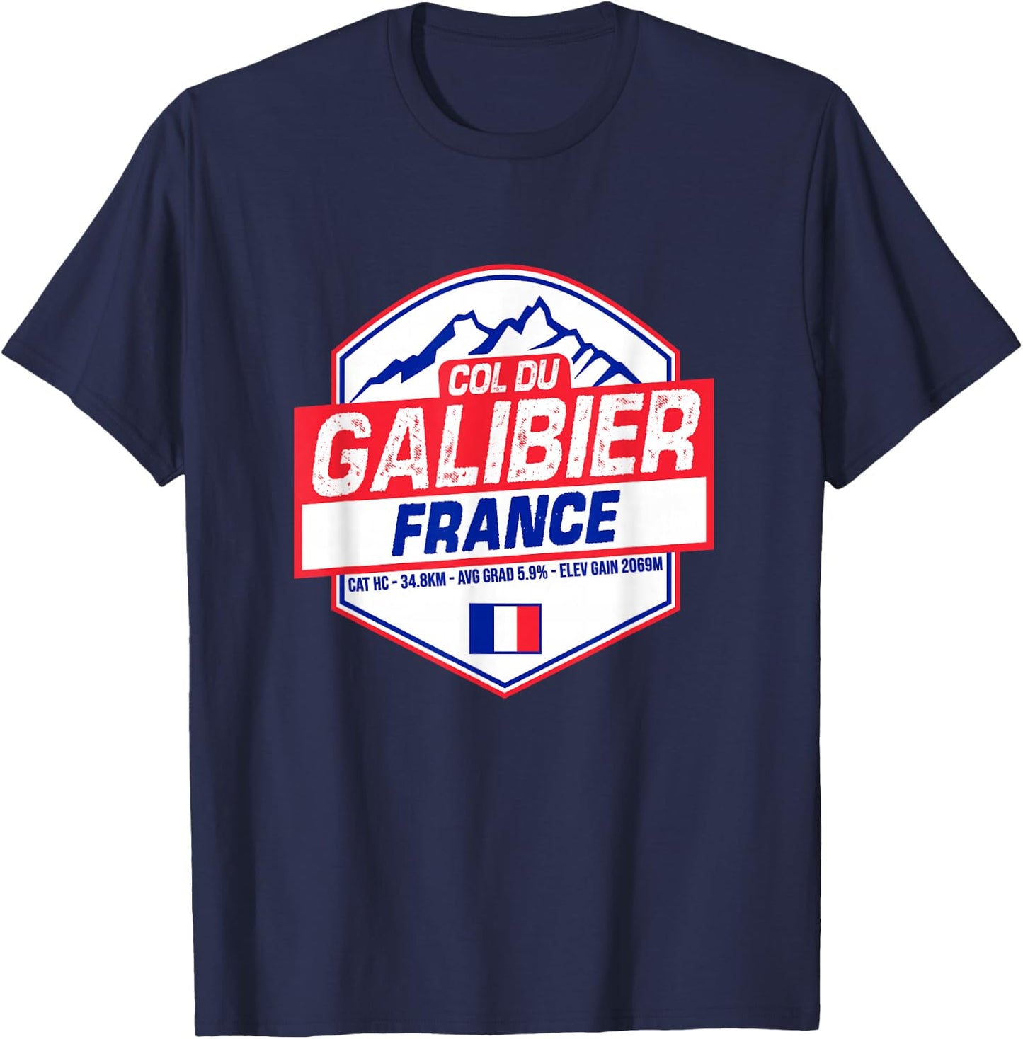 Col du Galibier Cycling In France Road Cyclist T-Shirt - T-Shirt | Navy
