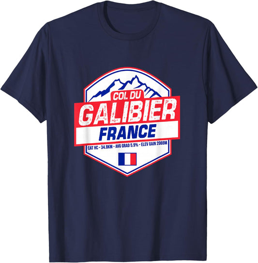 Col du Galibier Cycling In France Road Cyclist T-Shirt - T-Shirt | Navy